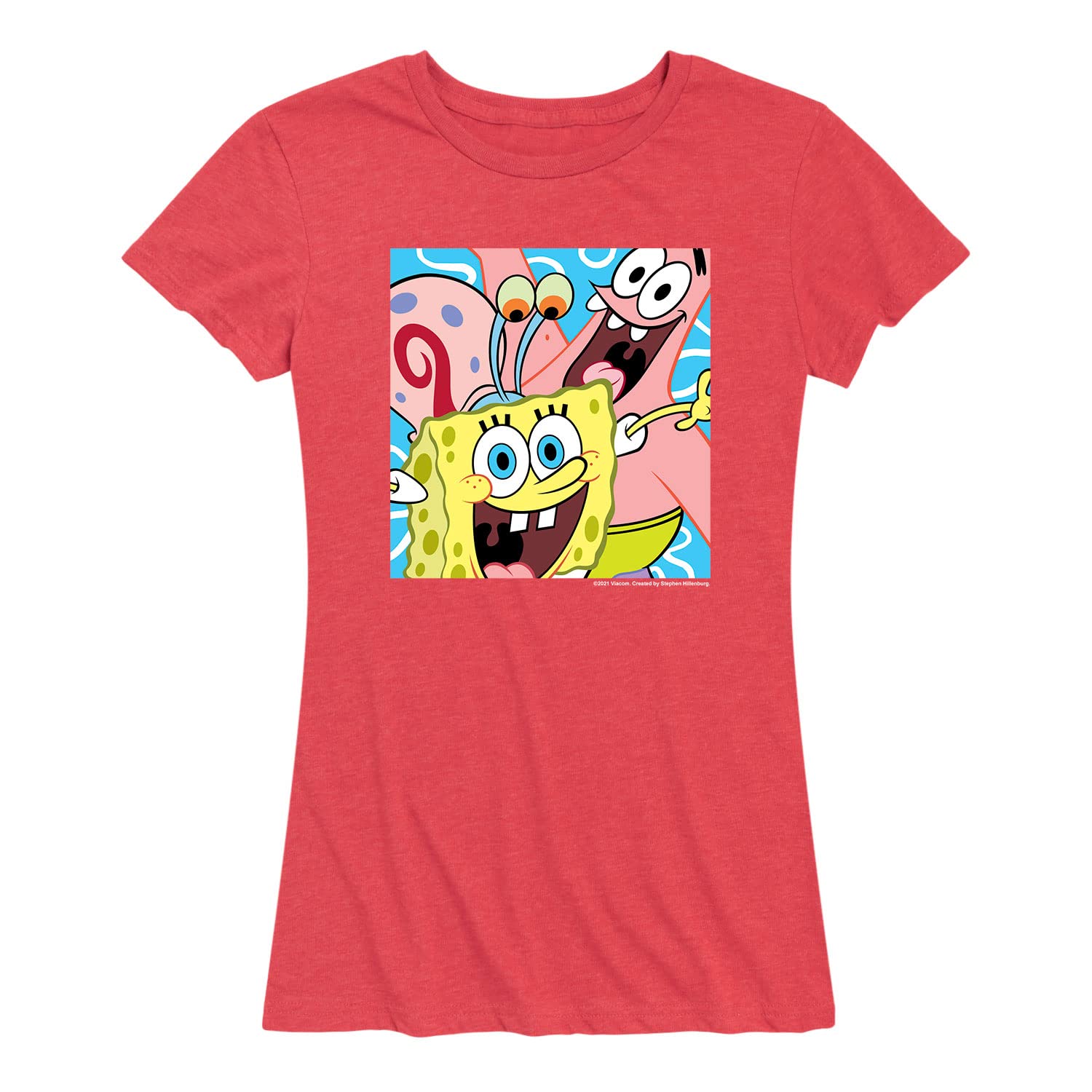 SpongeBob SquarePants Patrick & Gary Women's Graphic T-Shirt - Soft Short Sleeve Cotton Tee - Funny Cartoon Character Shirt for Casual Wear, Cosplay, and Gift Giving