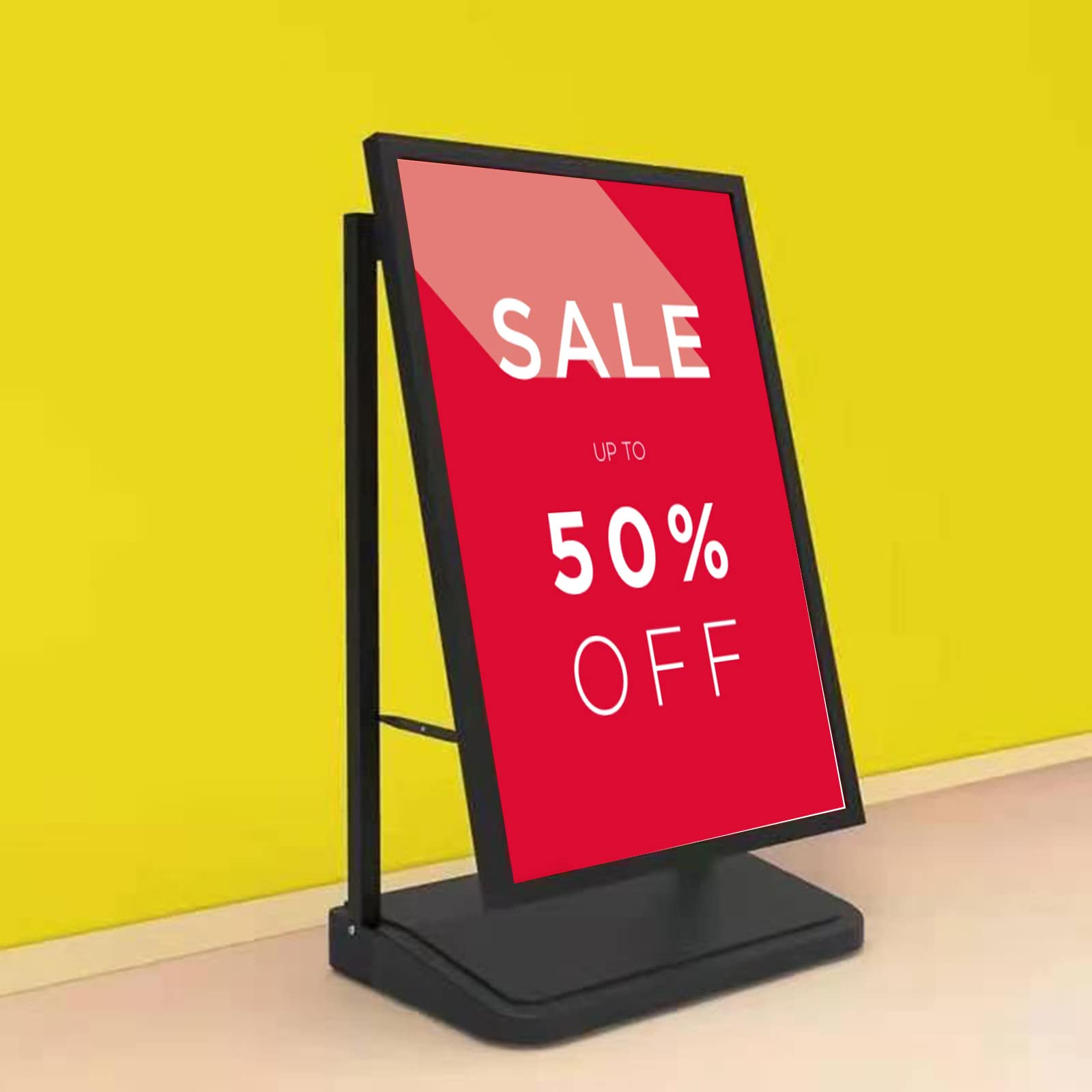 Heavy-Duty 23.5x35.5 Inch Sidewalk Poster Frame Stand with Wheels - Outdoor/Indoor Sign Display for Advertising, Events & Store Promotions