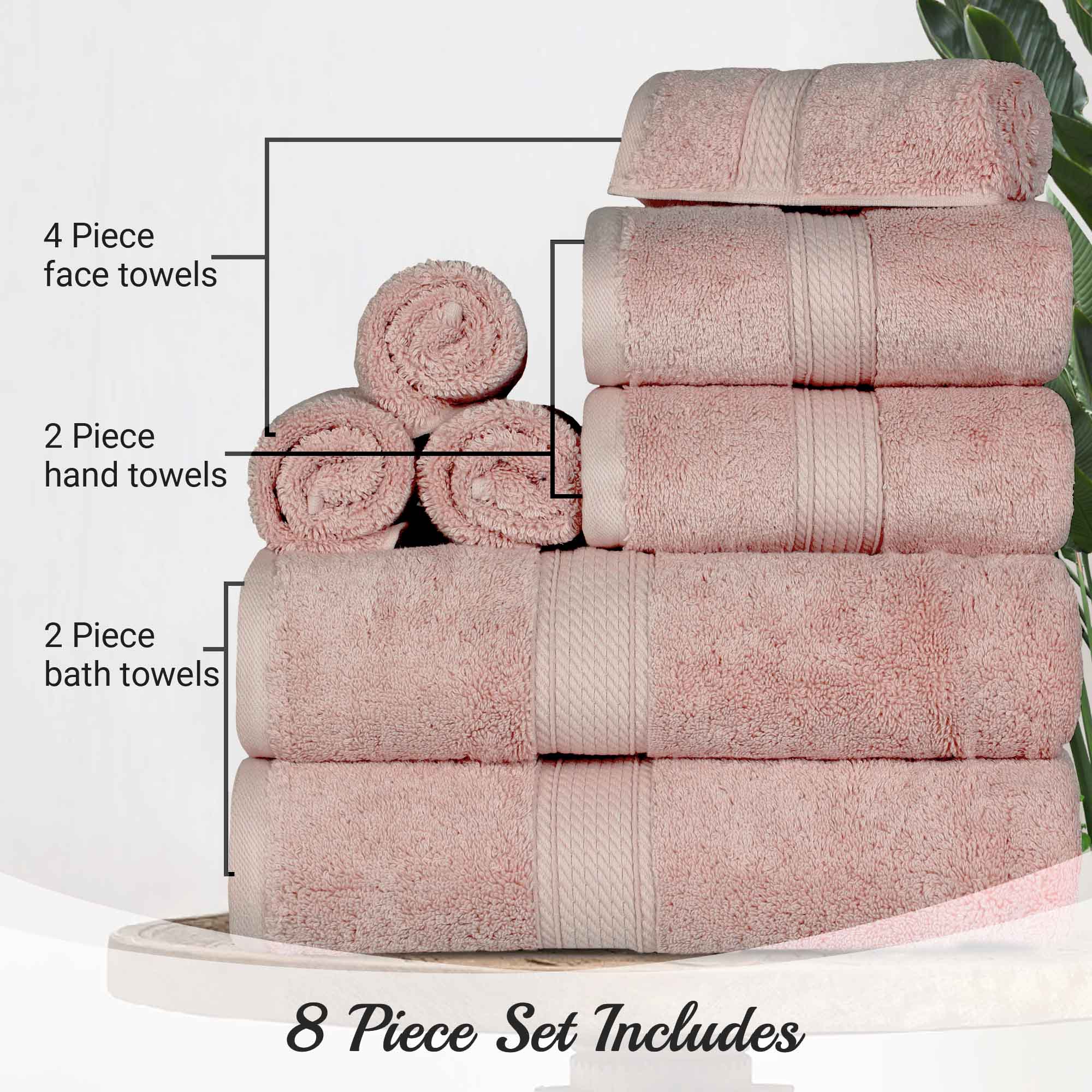 Premium 8-Piece Egyptian Cotton Towel Set - Ultra Soft, Heavyweight & Plush for Bath, Spa & Luxury Home Decor