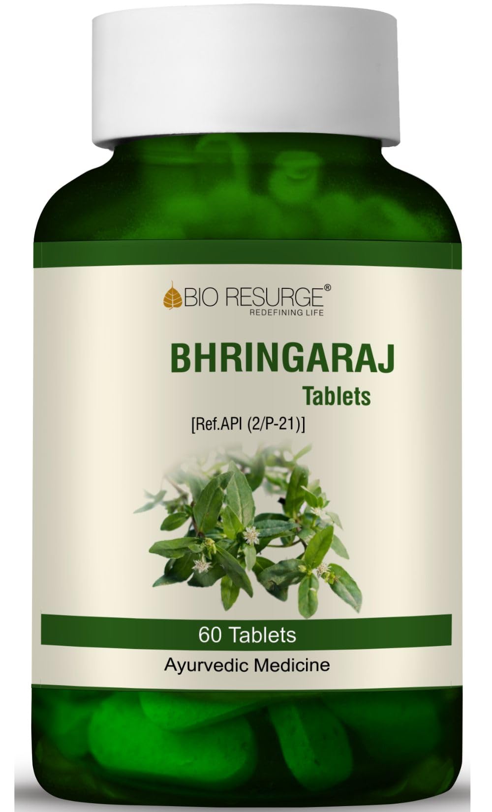 Bio Resurge Ayurvedic Bhringraj Healthy Skin & Hair Supplement - 60 Tablets 750mg | Promotes Hair Growth & Glowing Skin | Perfect for Daily Wellness Routine & Ayurvedic Self-Care