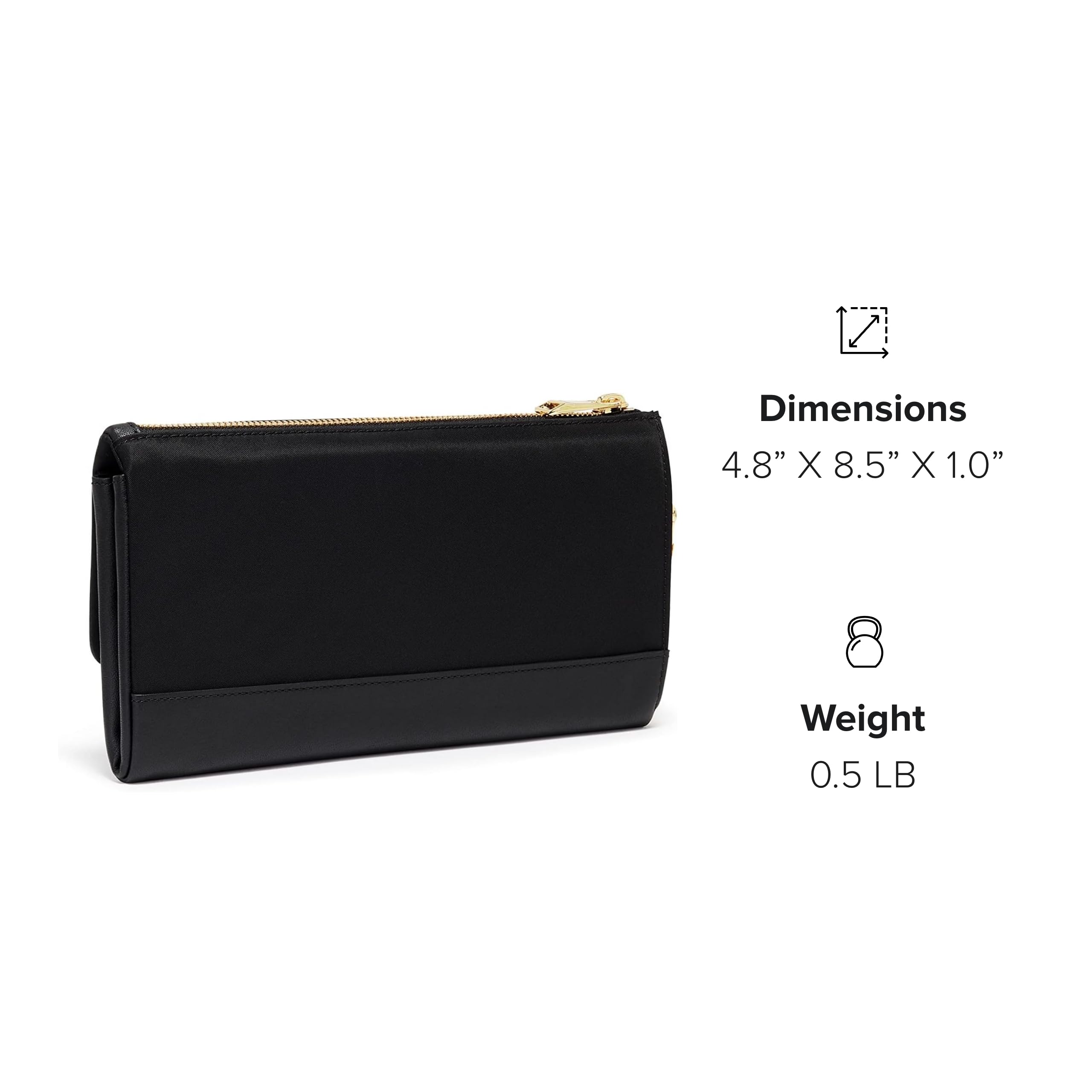 TUMI Voyageur Travel Wallet for Women - RFID Blocking Wristlet Wallet with Passport Holder, Multiple Card Slots & Zipper Compartment - Perfect for Air Travel, Business Trips & Daily Use - Black/Gold (Includes Gift Box)
