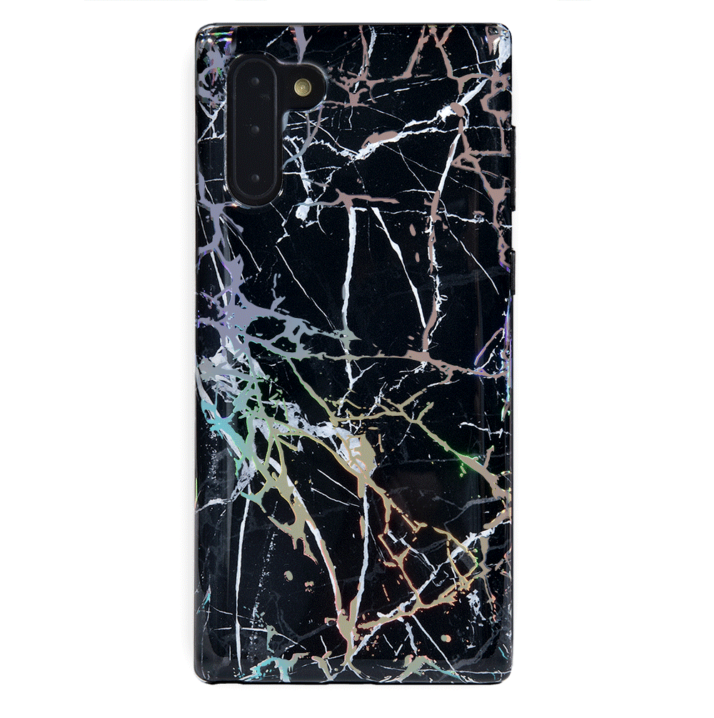 Holo Black Marble Samsung Galaxy Phone Case - Protective Slim Fit Cover for Galaxy S21/S22/S23 - Stylish & Durable for Everyday Use