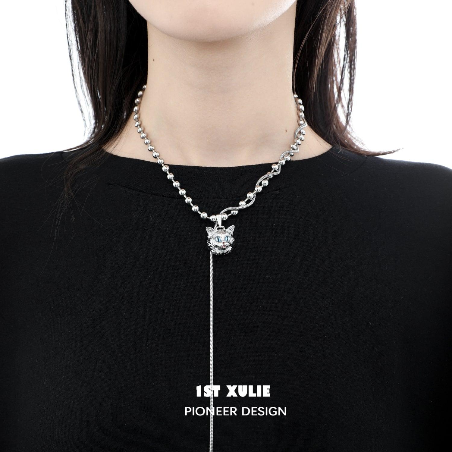 Cat Queen Y2K Double Chain 18k Platinum Plated Necklace™ - Trendy Layered Choker for Women, Perfect for Parties, Date Nights & Fashion Accessories