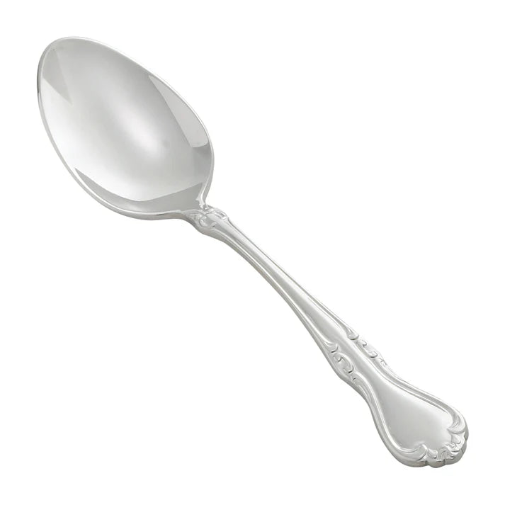 Winco Chantelle 6-Piece Stainless Steel Teaspoon Set - Elegant and Durable Dessert Spoons for Tea, Coffee, Desserts, and Table Setting (Model: 0039 01)