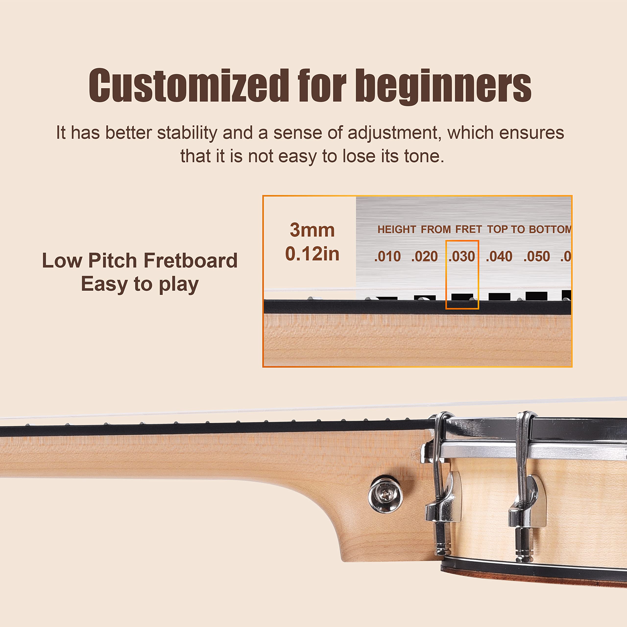 Mulucky 4 String Banjo Ukulele Concert Size 23 Inch - Solid Wood Back Beginner Kit with Truss Rod, Gig Bag, Tuner, Strings, Strap & Picks (MBU-807) | Perfect for Beginners, Travel, Camping & Live Performances