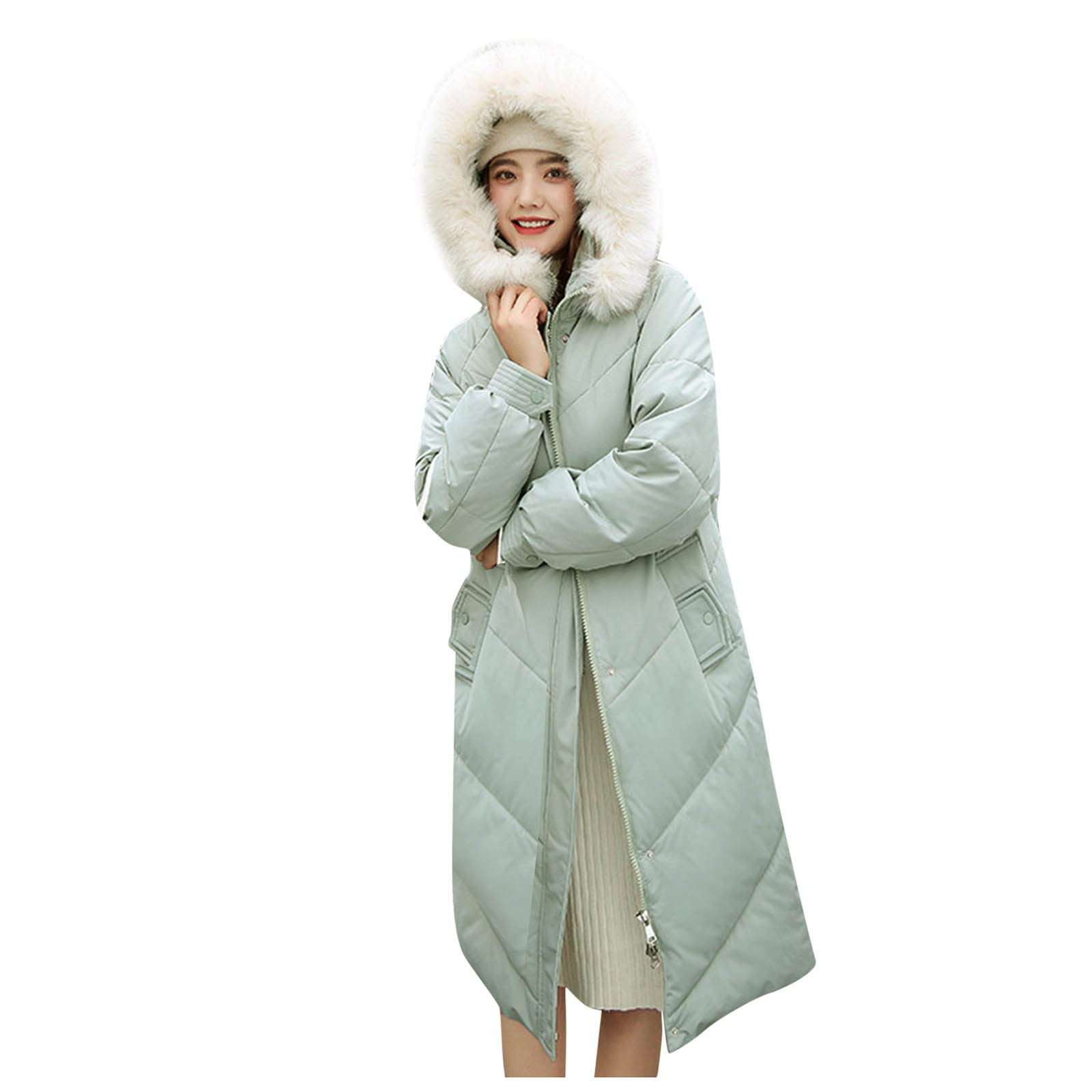 UNIROSE Women's Winter Coat with Hood - Long Sleeve Down Jacket for Cold Weather, Warm Puffer Vest with Stylish Design - Perfect for Outdoor Activities, Snowy Days & Fashion Layering