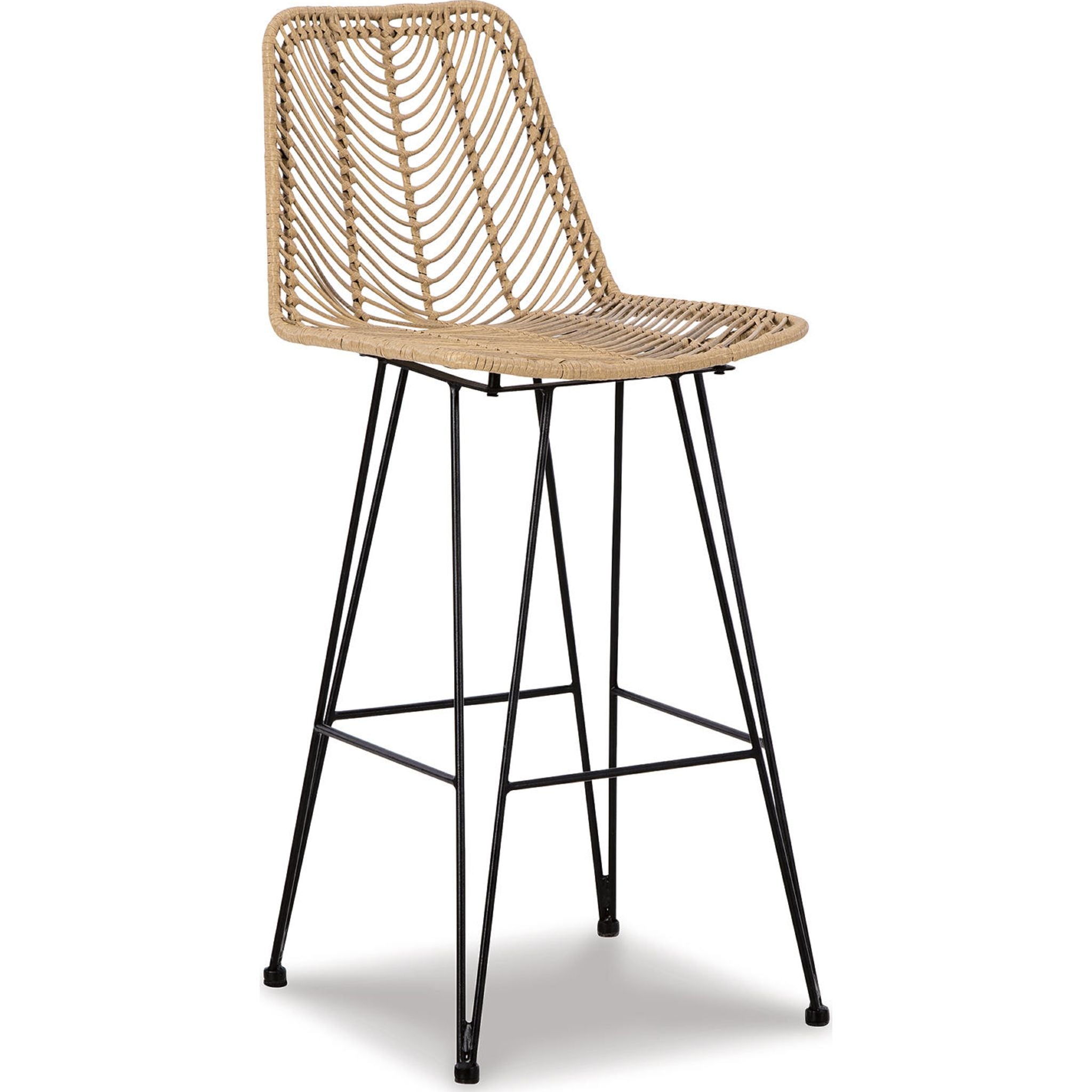 Angentree Bar Height Stool - Natural & Black Wooden Counter Stool with Back Support (D434 230) - Perfect for Kitchen Islands, Breakfast Bars & Home Bars