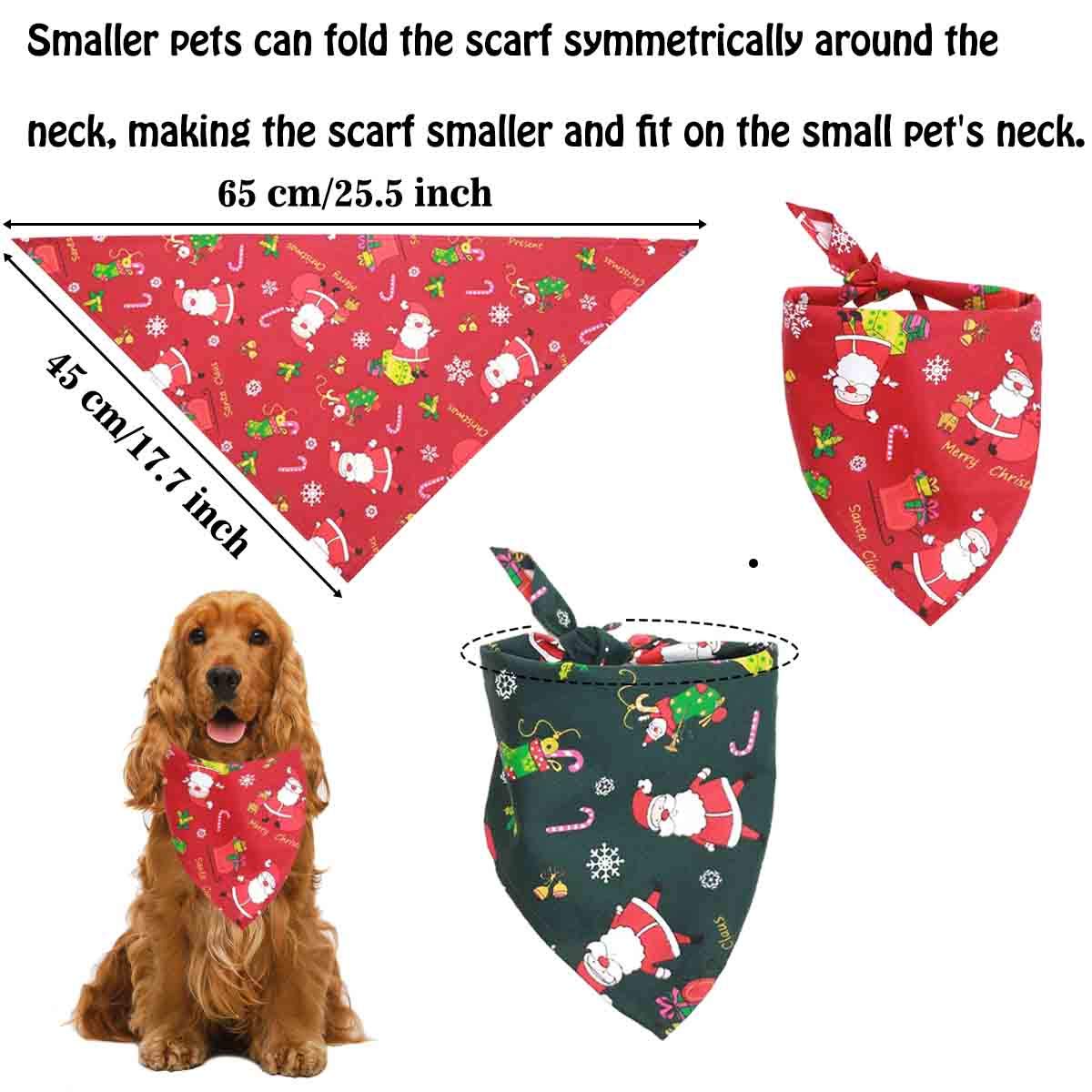 Festive Christmas Dog Bandana - Reversible Triangle Bib Scarf with Adjustable Santa Hat for Pets (Green & Red) - Perfect for Holiday Photos, Parties & Gifts