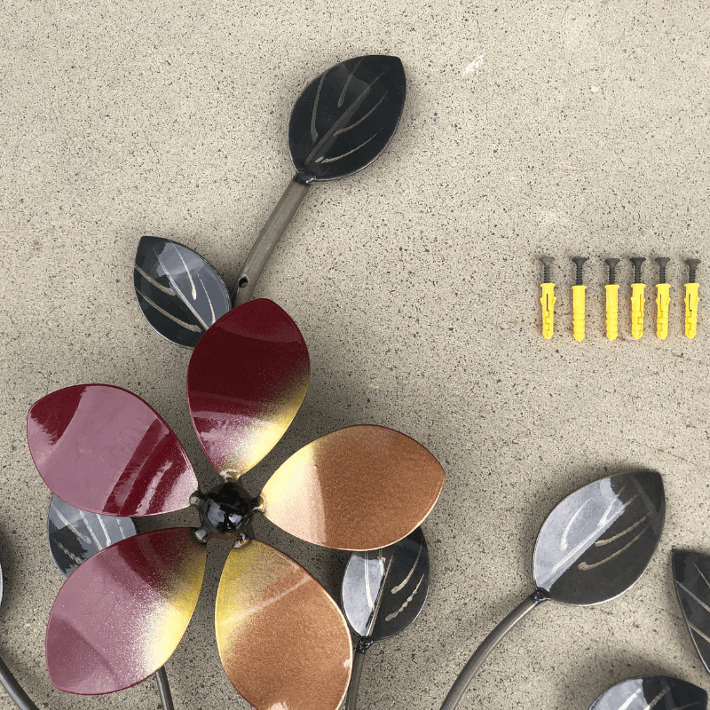 3 in 1 Metal Wall Art Flower with Leaves - Handcrafted Home Decor for Living Room, Bedroom & Office - Perfect for Boho, Farmhouse & Modern Interior Design Styles