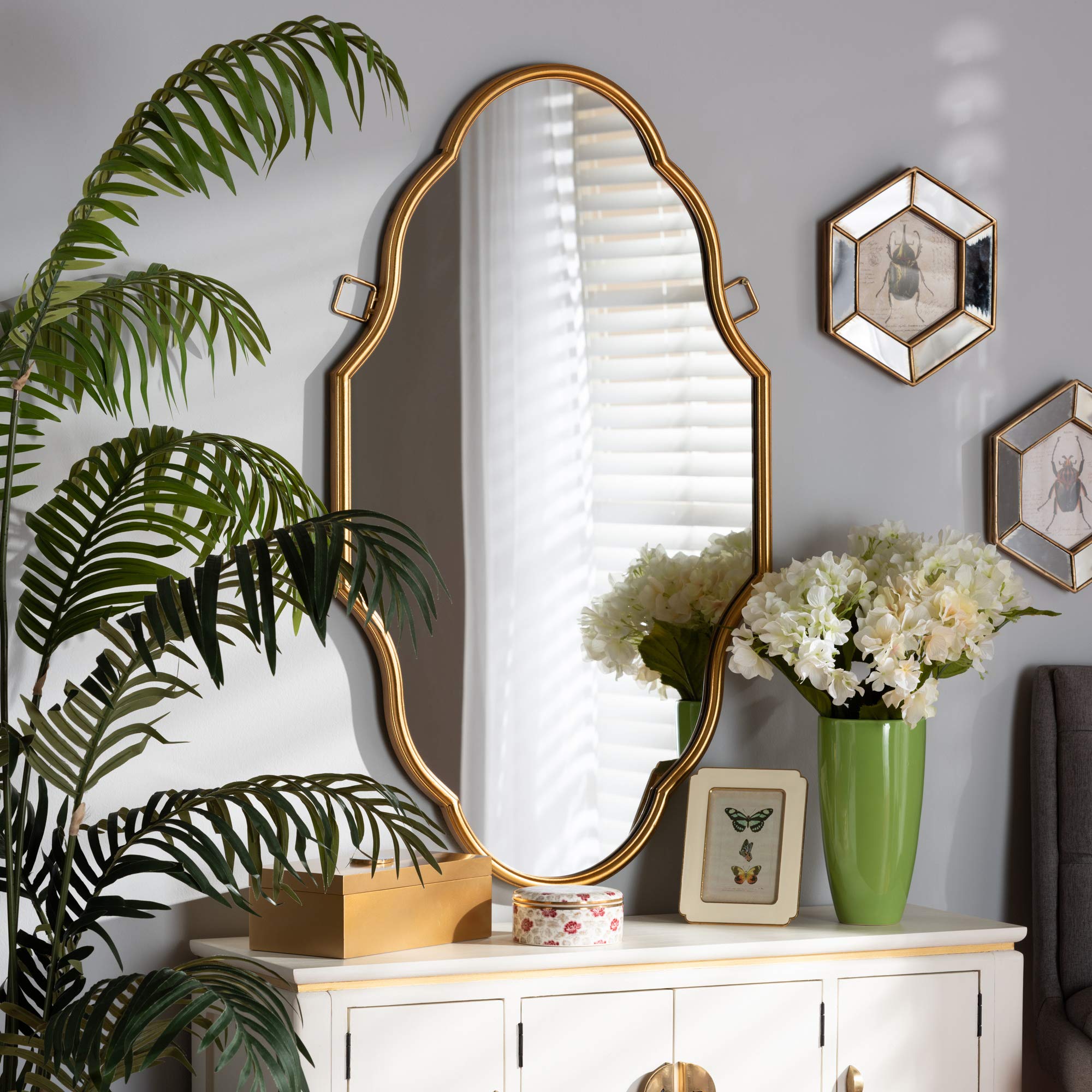Baxton Studio Modern Gold Wall Mirror - Elegant Home Decor for Living Room, Bedroom & Entryway | Perfect for Adding Style & Light to Any Space
