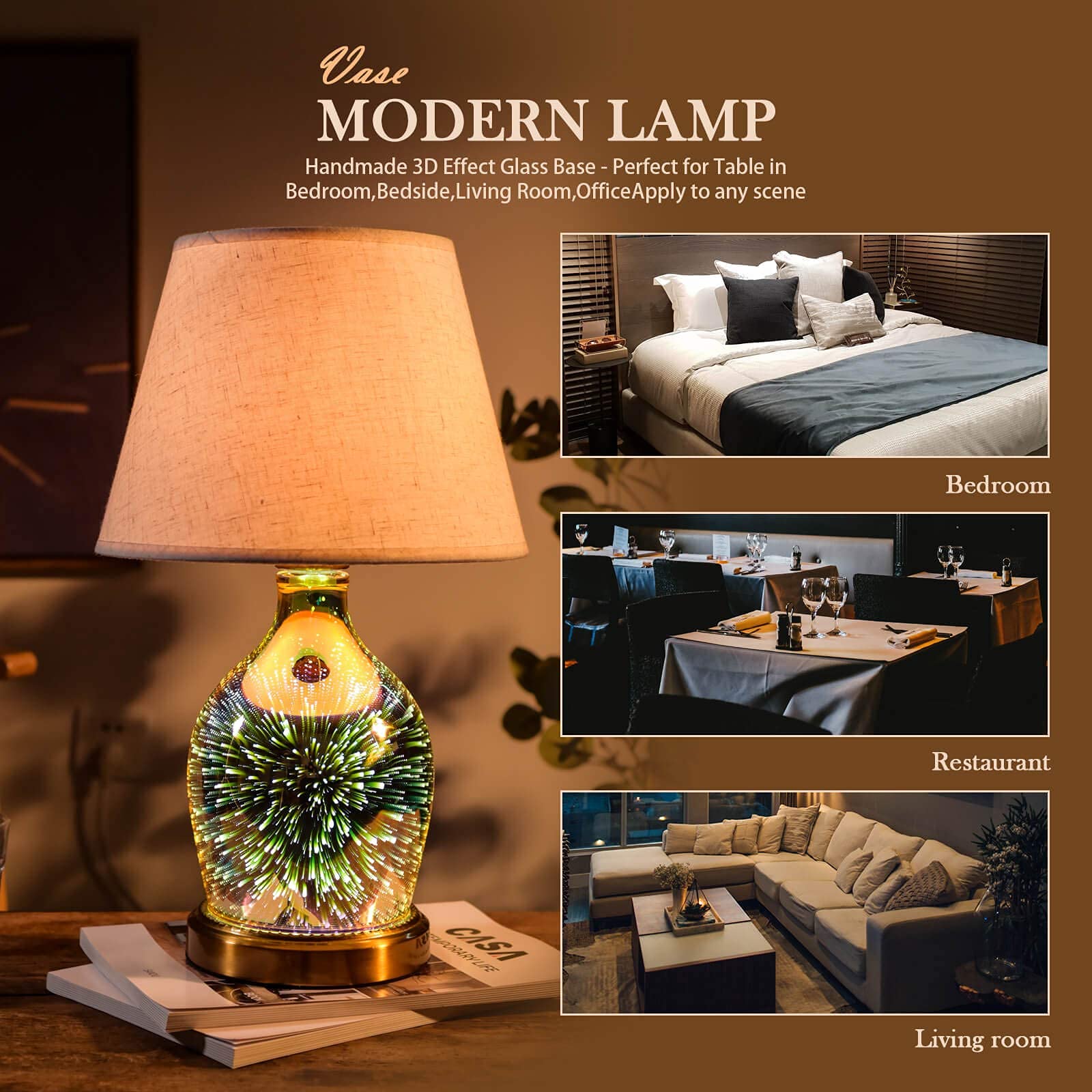 Porseme Table Lamp with Aladdin Style and Vase Set - Includes LED Bulbs - Perfect for Bedroom, Living Room & Office Decor