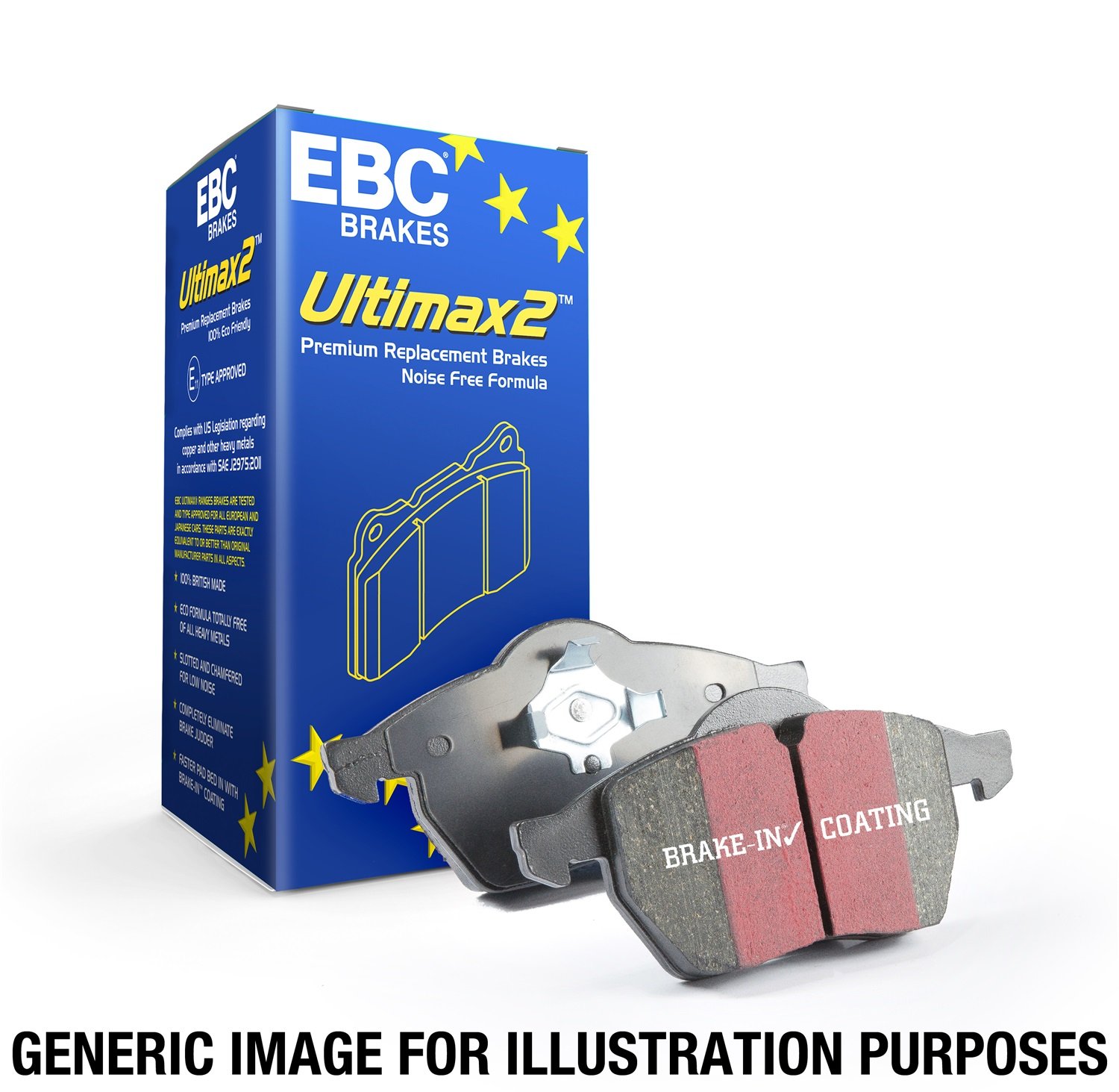 EBC UD1080 Performance Disc Brake Pad Set - Premium Ceramic Brake Pads for Cars, Trucks & SUVs - Smooth & Quiet Braking for Daily Commute & Highway Driving
