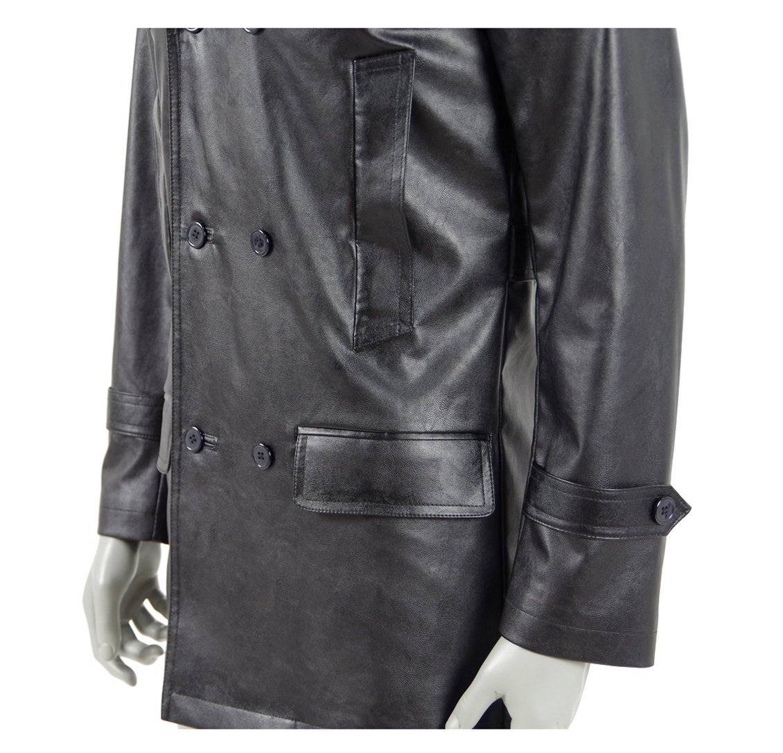 Magical Dr. 9th Costume - Faux Leather Black Jacket for Men's Halloween Cosplay & TV Series Character Outfit - Perfect for Halloween Parties, Comic Conventions, and Themed Events
