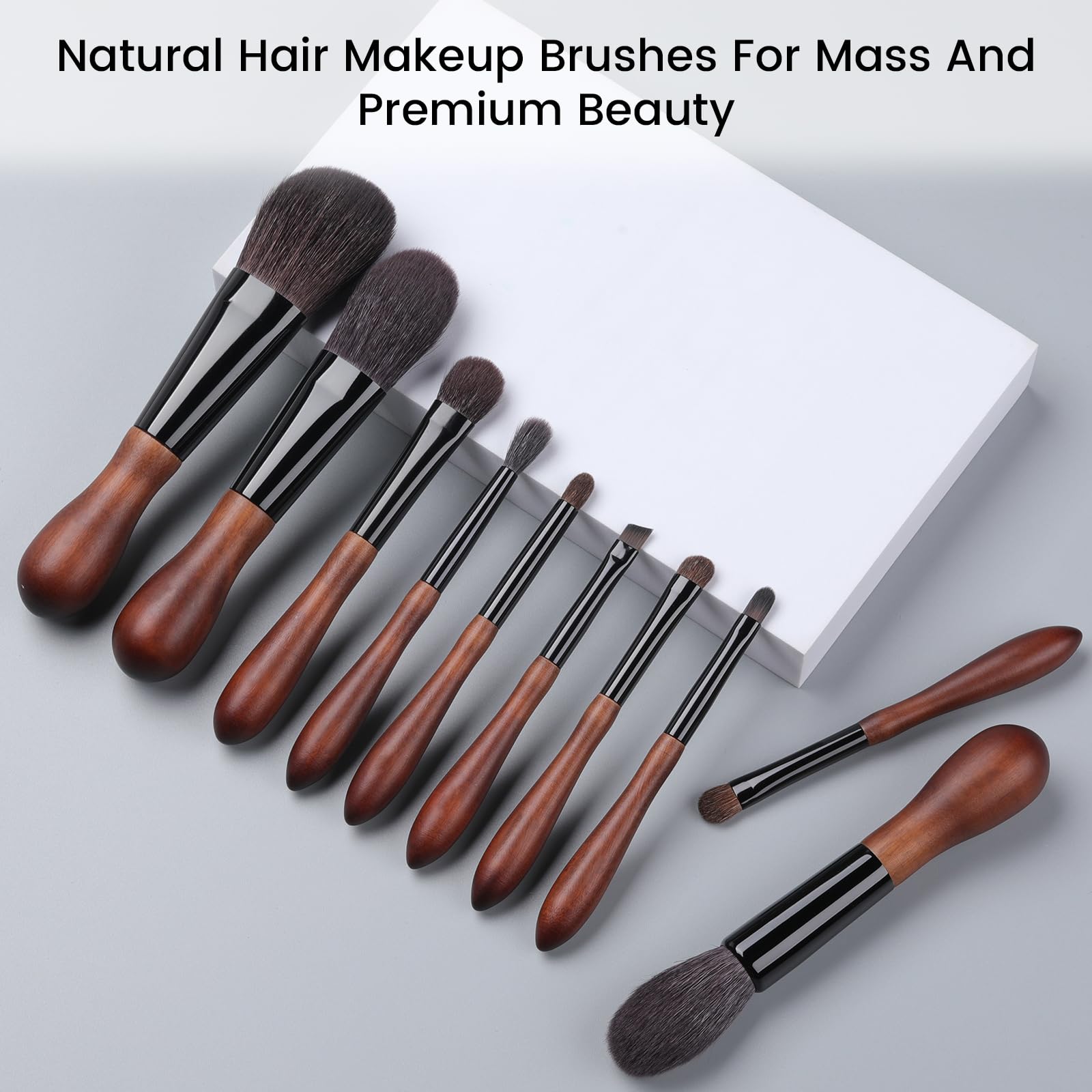 Premium Natural Goat Hair Makeup Brush Set - Professional Soft Bristle Cosmetic Brushes for Makeup Artists & Beauty Enthusiasts | Travel-Friendly Portable Makeup Kit for Flawless Foundation, Blending & Contouring