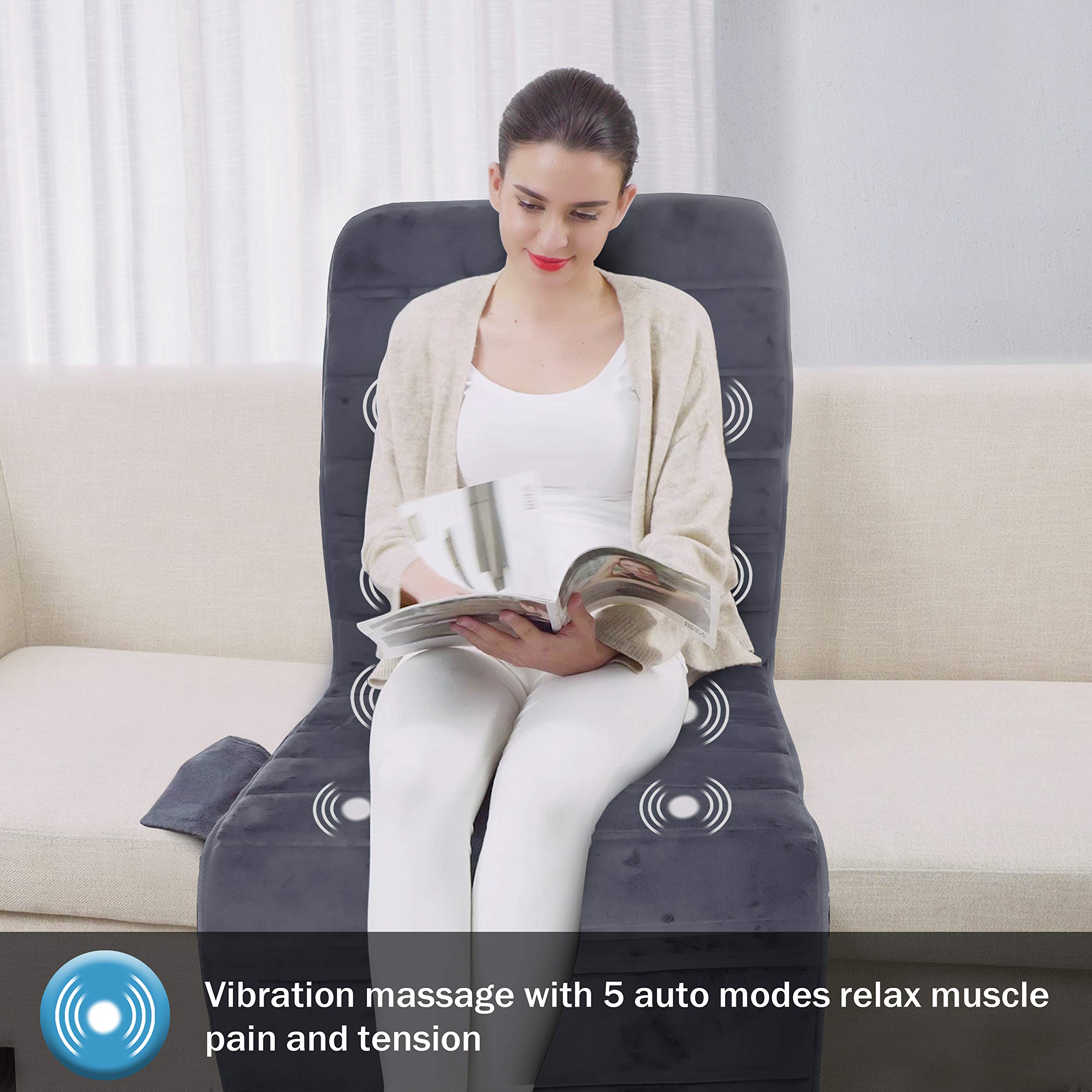 COMFIER Full Body Massage Mat with Heat - 10 Vibration Motors & 2 Heating Pads - Auto Shut Off - Heated Massage Pad for Back Pain Relief - Perfect for Home, Office & Relaxation Therapy