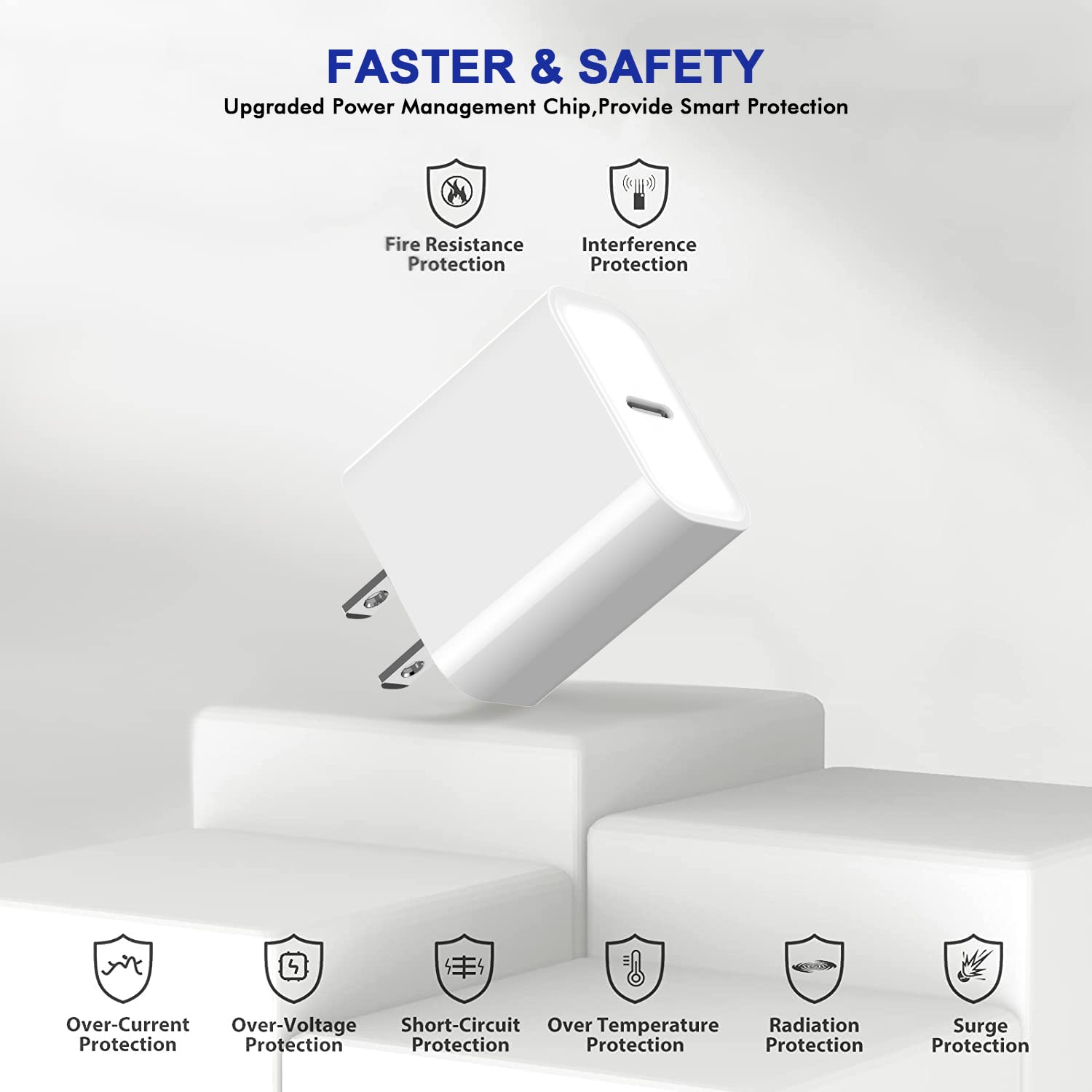 3-Pack 20W USB C Fast Charger Block for iPhone 16/15/14/13/12 & iPad Pro/Air/Mini - PD Power Delivery Adapter Plug with Quick Charging - Perfect for Home, Office & Travel