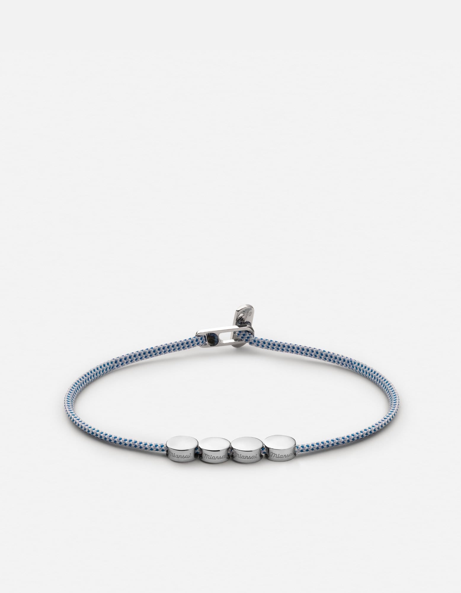 Sterling Silver 2.5mm Rope Bracelet with Light Blue Beads - Elegant Adjustable Jewelry for Women, Perfect for Casual Wear, Office & Special Occasions