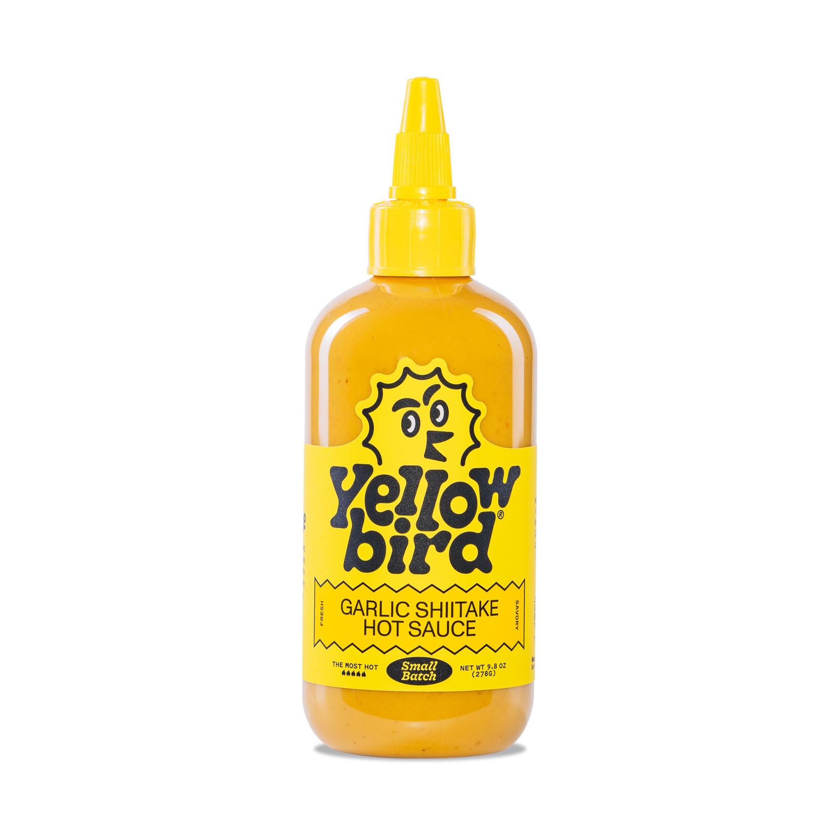 Yellowbird Small Batch Garlic Shiitake Hot Sauce 9.8 oz - Spicy Texas-Made Hot Sauce for Cooking, Grilling & Tacos | Premium Pantry Staple