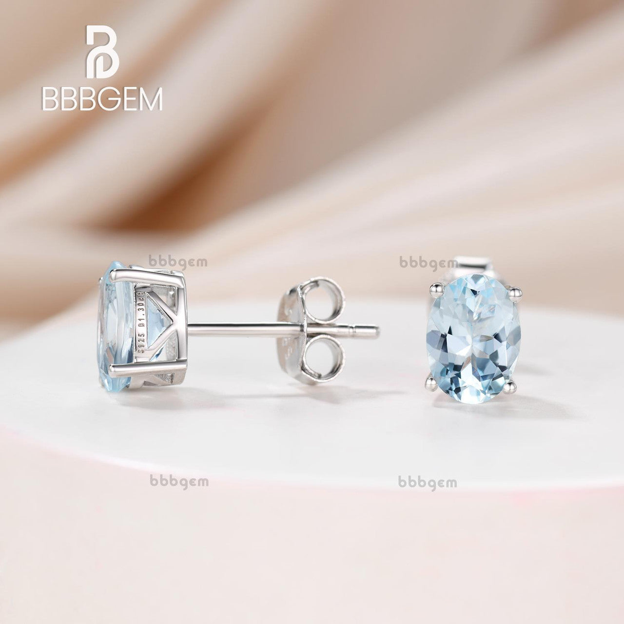1.30 Carat Oval Cut Aquamarine Stud Earrings in Sterling Silver - March Birthstone Jewelry for Women - Perfect for Weddings, Anniversaries & Everyday Wear
