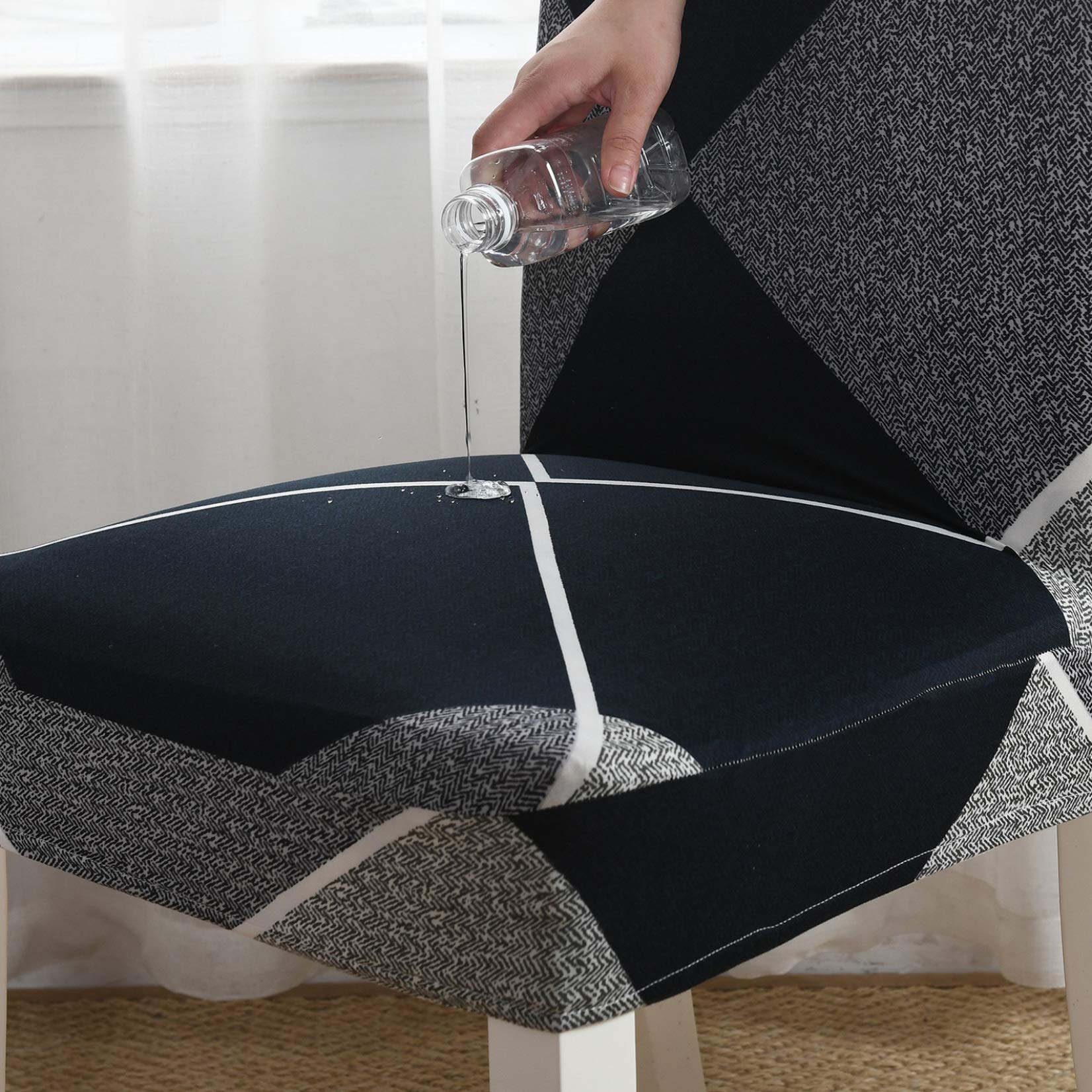 YURASIKU 1/2/4/6PCS Waterproof Printed Stretchable Chair Covers - Removable & Washable Dining Chair Slipcovers for Banquet, Hotel, Restaurant & Home Use - Perfect for Parties, Weddings & Everyday Dining Protection