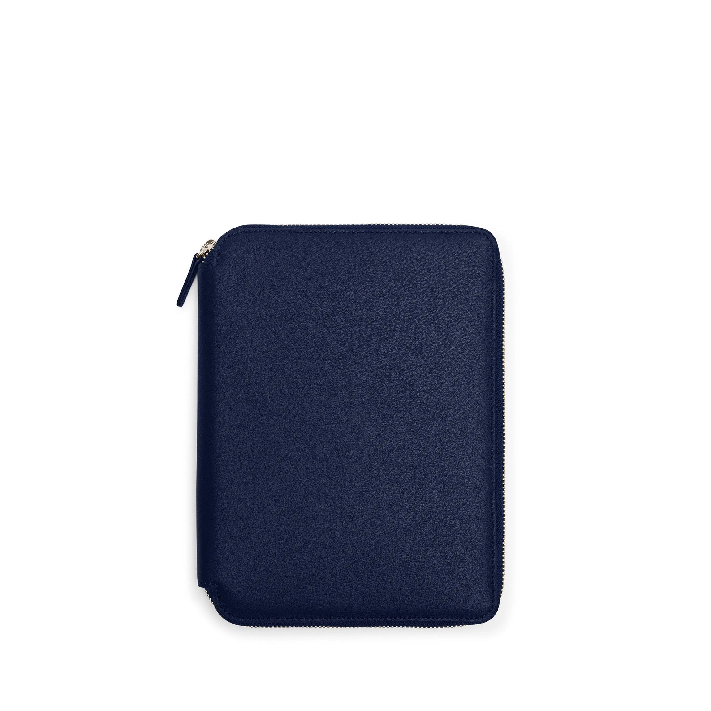 Premium A5 Zippered Journal Notebook - Navy Blue Leather Cover, 120gsm Thick Paper, Perfect for Writing, Sketching & Travel Journaling