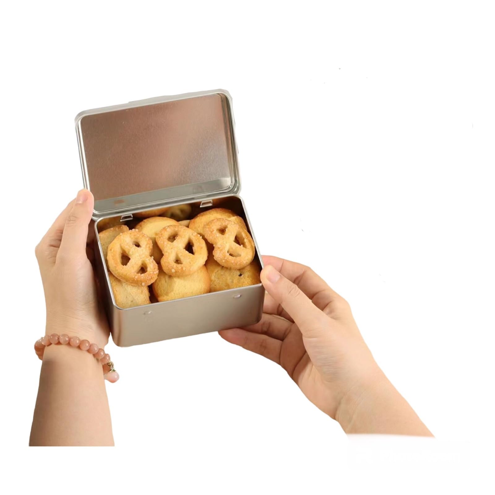 Premium Square Metal Cookie Tin with Lid - 4.9