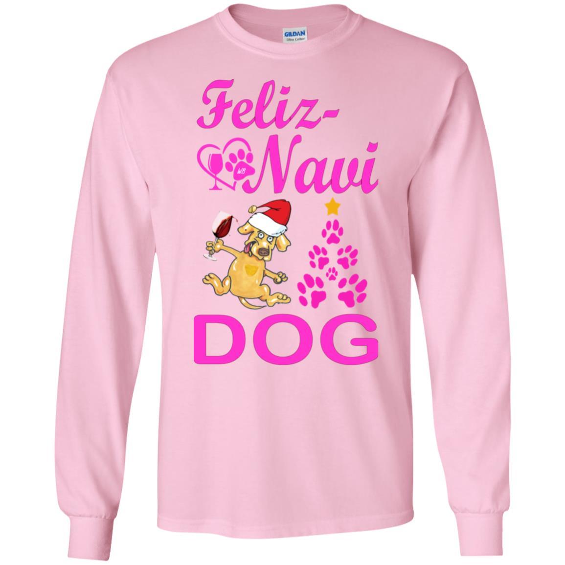 Feliz Navi Dog Christmas Long Sleeve Cotton T-Shirt for Women - Soft Holiday Graphic Tee - Perfect for Gifts, Parties & Festive Outfits