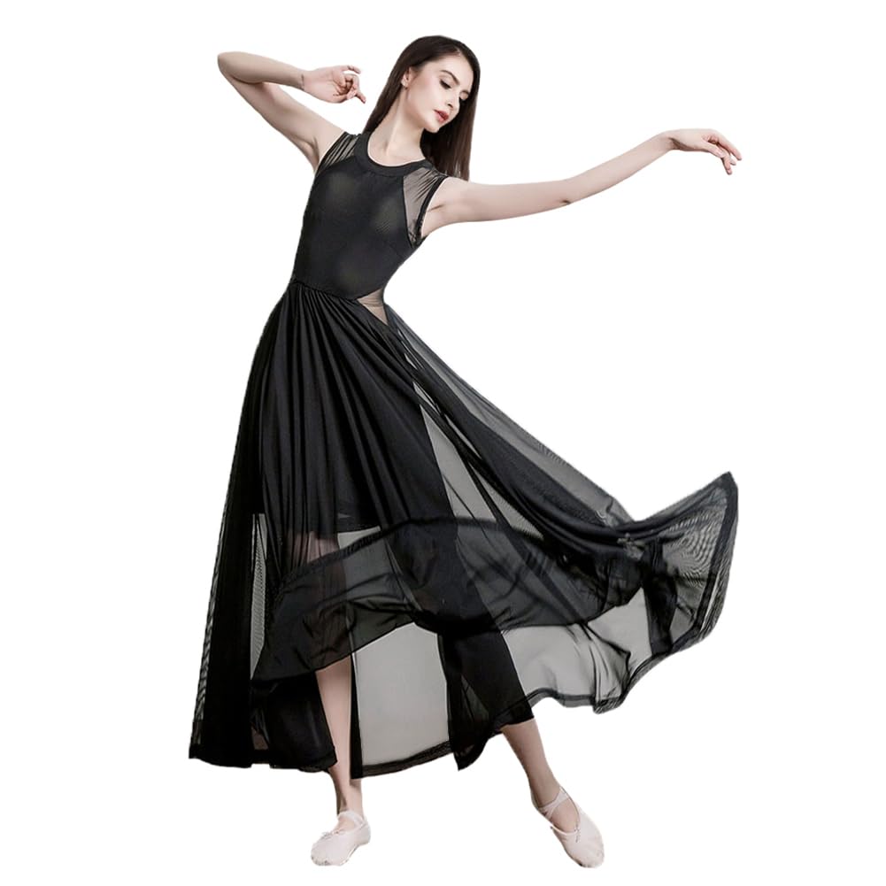 ROYAL SMEELA Women's Lyrical Dance Dress - Elegant Modern Contemporary Ballet Costume with Sleeveless Flowy Mesh Tulle Maxi Skirt | Perfect for Dance Performances, Recitals & Stage Shows
