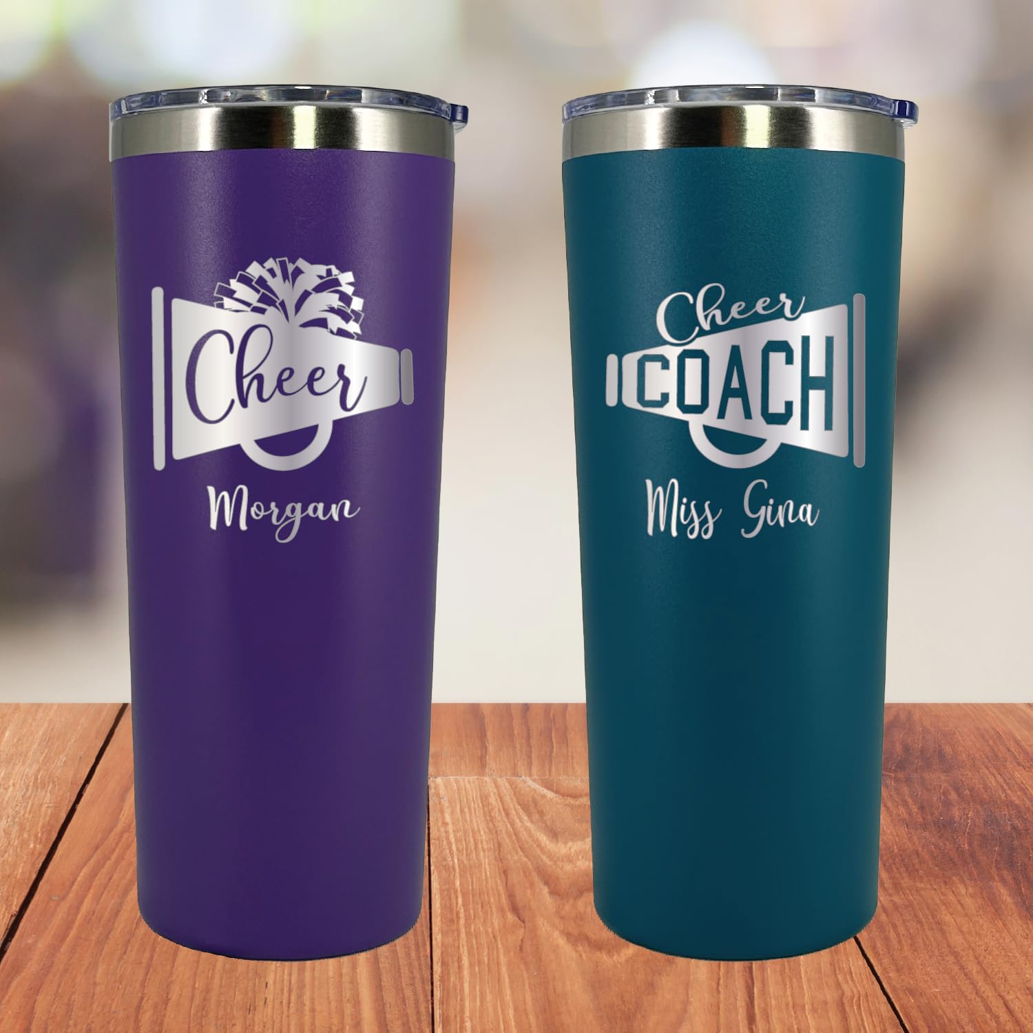 AVITO 22oz Personalized Cheer Tumbler with Lid & Straw - Custom Laser Engraved Insulated Cup - Perfect Cheerleader Gift for Mom, Coach & Team - Great for Practice, Games & Cheerleading Events