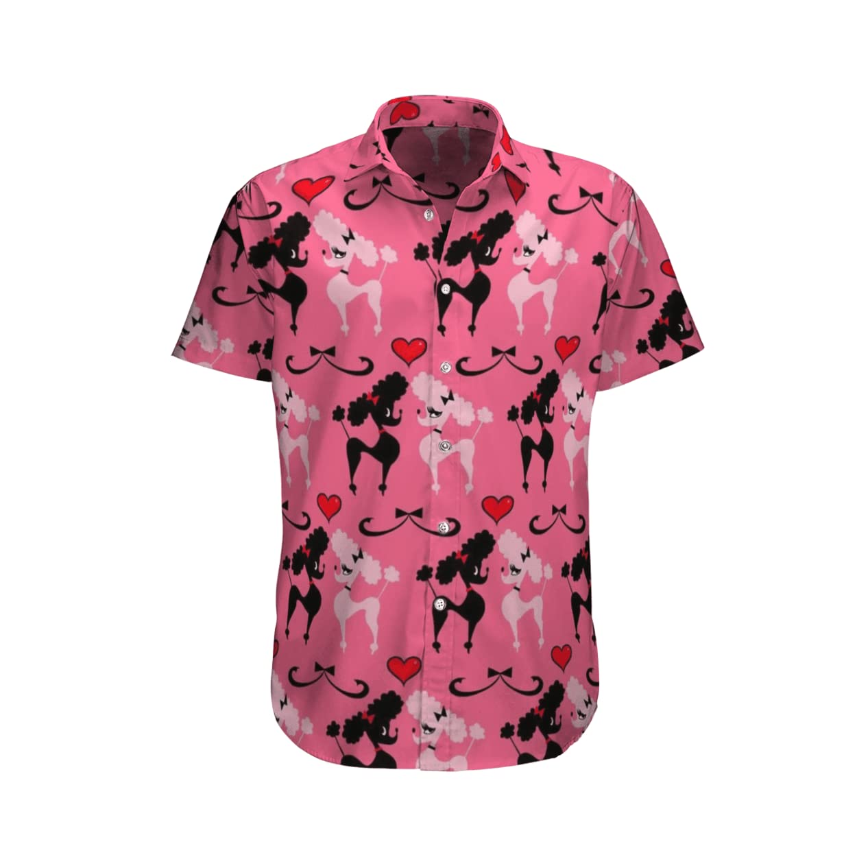 **Men's Hawaiian Shirts with Poodle Print - Short Sleeve Button Down Beach Shirts for Summer - Perfect Gift for Dad & Boyfriend - Ideal for Vacations, Luaus, and Casual Outings**