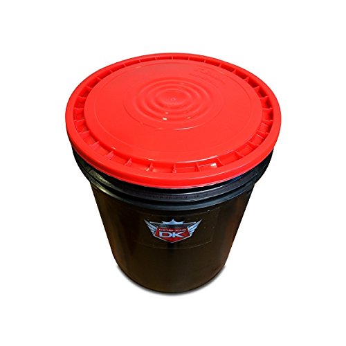 5 Gallon Black Bucket with Red Lid - Heavy Duty Storage Container for Home, Garden, and Industrial Use