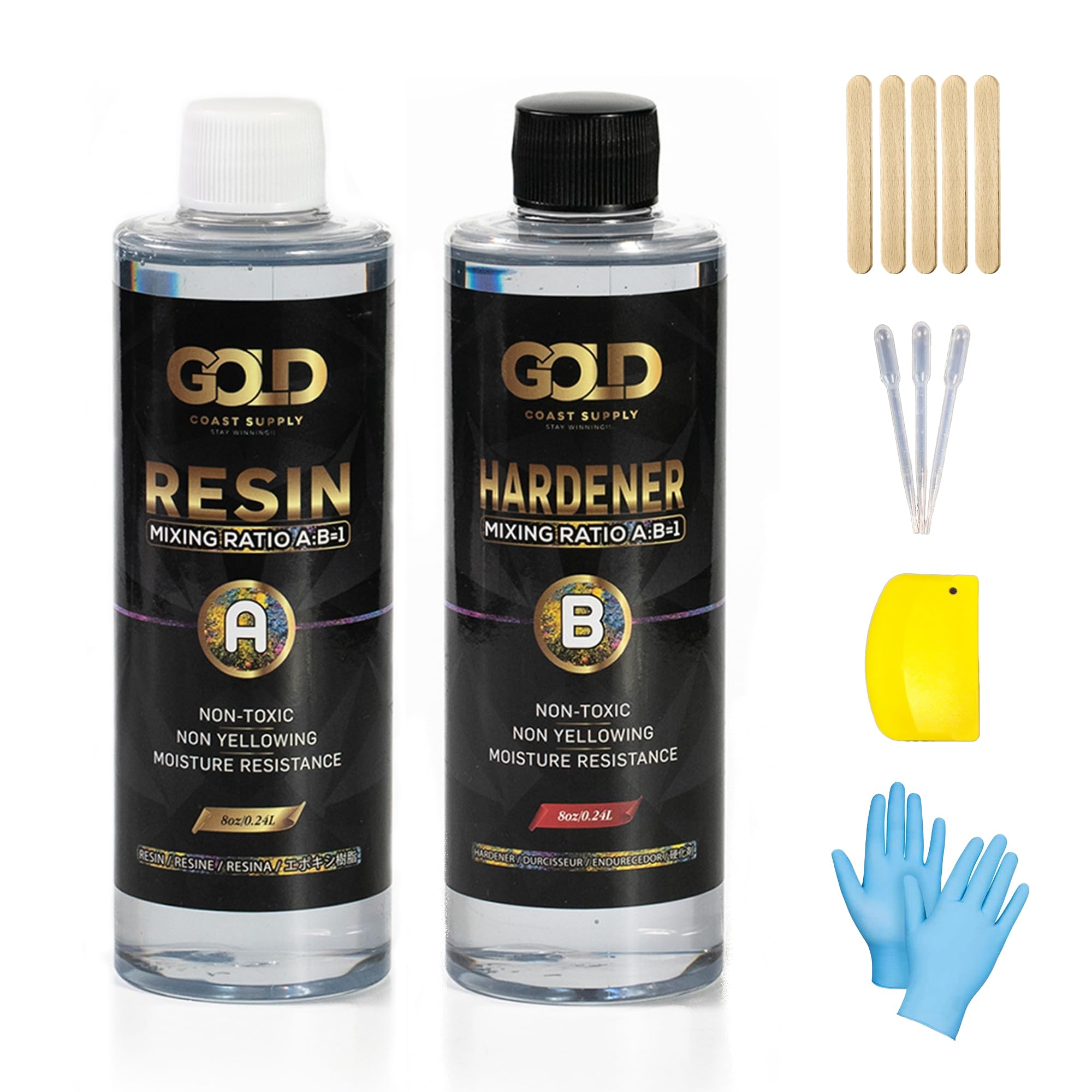 Premium 16 oz Epoxy Resin Kit for DIY Crafts, Jewelry Making, Wood Coating & Resin Art - Crystal Clear, Self-Leveling, Non-Toxic, BPA-Free (8oz Resin + 8oz Hardener) - Perfect for Home Decor, River Tables & Geode Art Projects