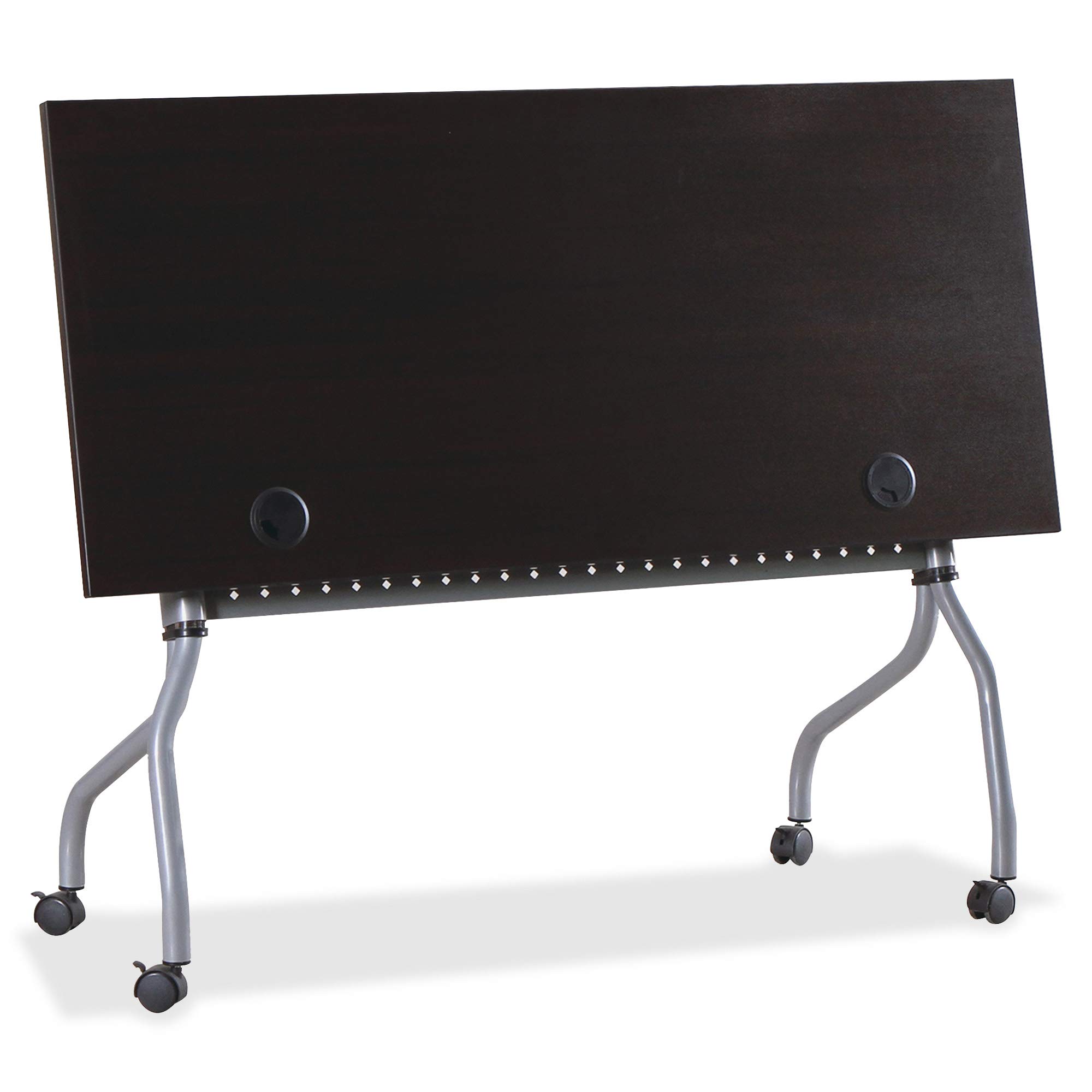 Lorell Espresso/Silver Training Table - Adjustable Height Workstation for Office, Classroom & Home Use - Durable & Ergonomic Design for Comfortable Learning & Working