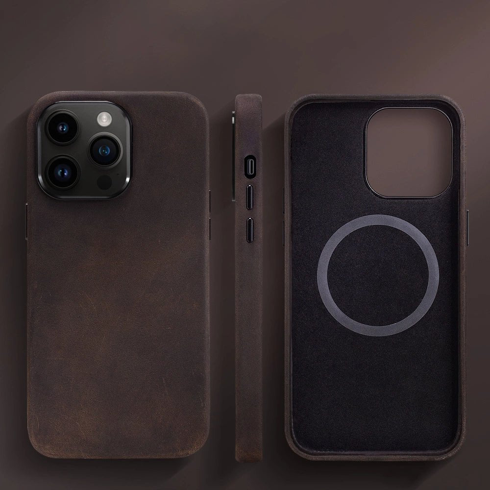 Genuine Leather iPhone Case - Premium Handmade Real Leather Cover for iPhone [Models] - Slim Protective Phone Case for Everyday Use & Business Style