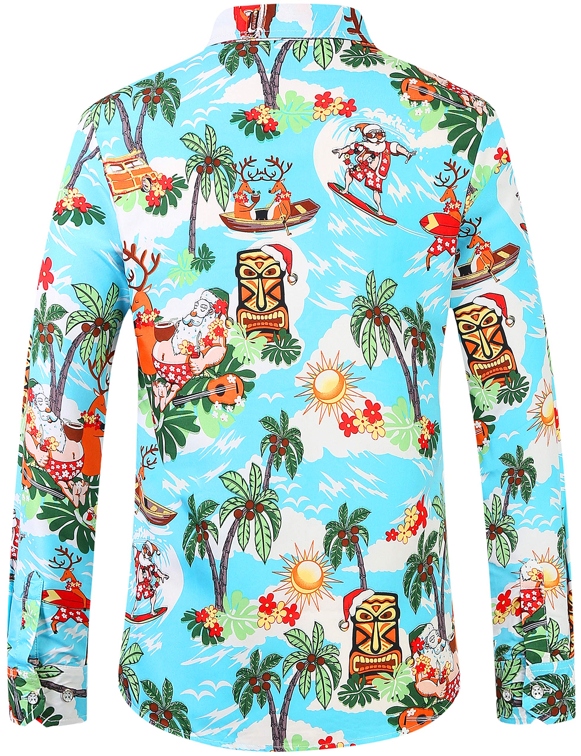 SSLR Men's Christmas Santa Claus Button Down Long Sleeve Shirt - Festive Holiday Party Outfit for Xmas Gatherings & Office Celebrations