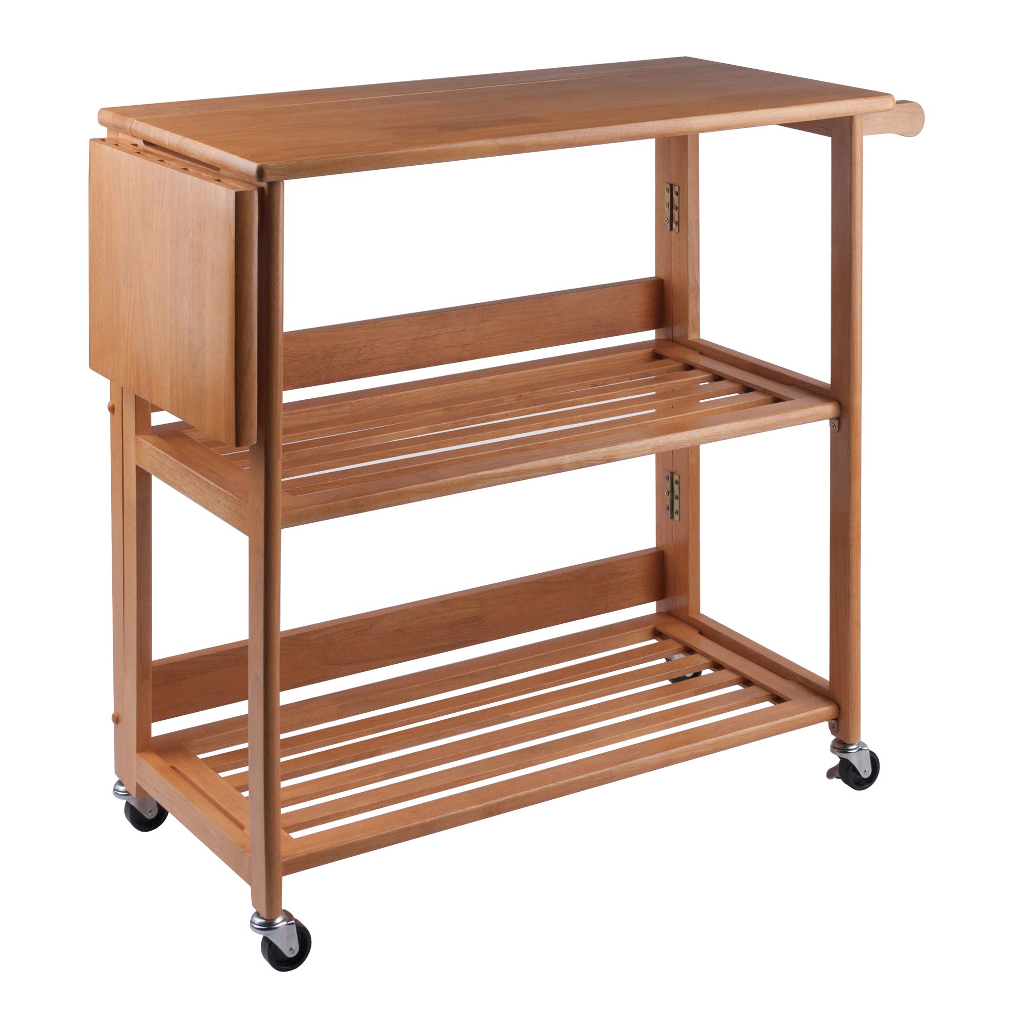 Winsome Radley Light Oak Kitchen Cart - Rolling Island with Storage Shelf for Small Spaces, Kitchen & Dining Room Organization