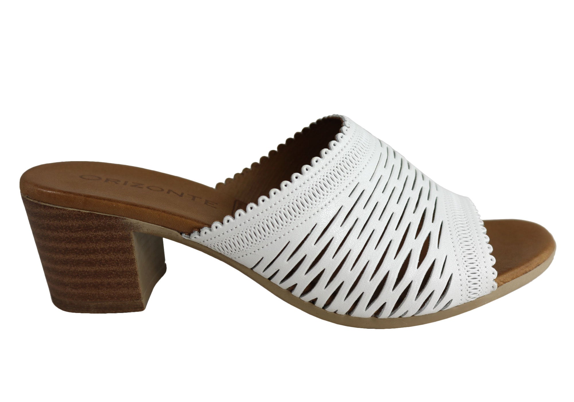 Orizonte Jilly Women's European Leather Mid Heel Comfort Slides Sandals - Stylish & Comfortable Summer Shoes for Walking, Travel & Casual Outings