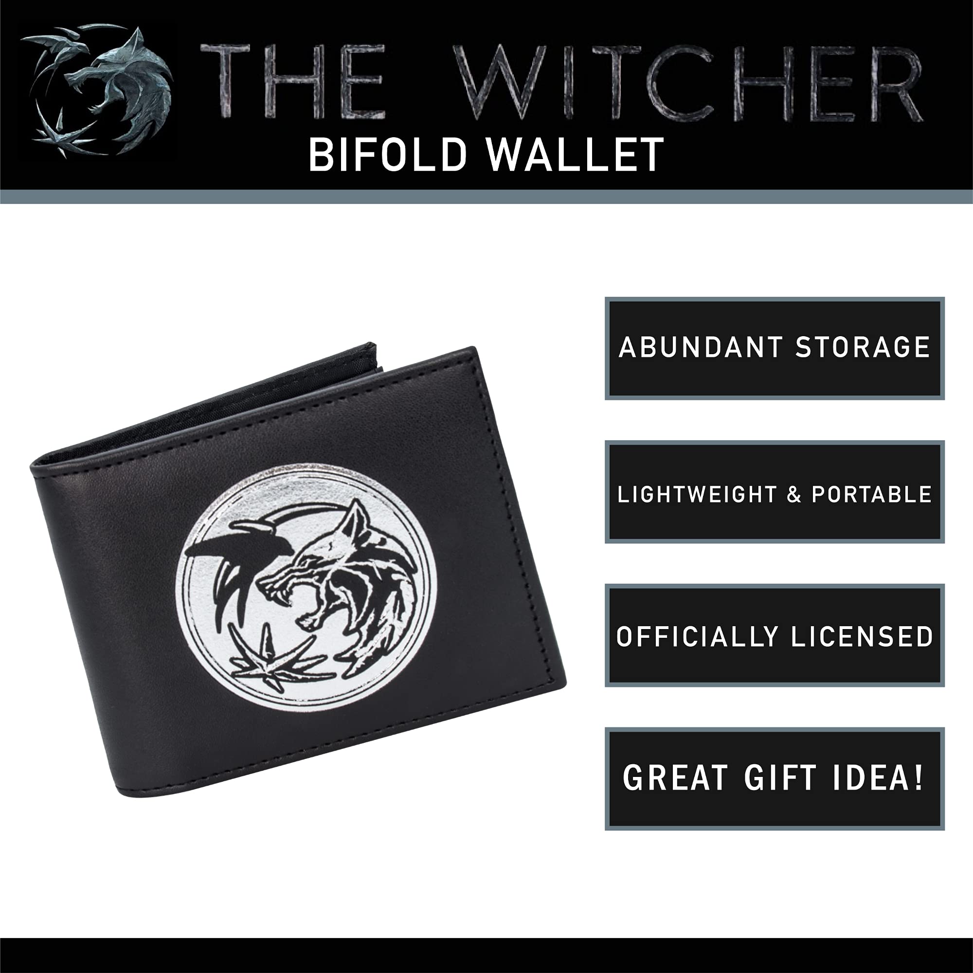 The Witcher Netflix Inspired Bifold Travel Wallet - Premium Leather RFID Blocking Wallet for Men, Black | Perfect for Travel, Business & Everyday Use