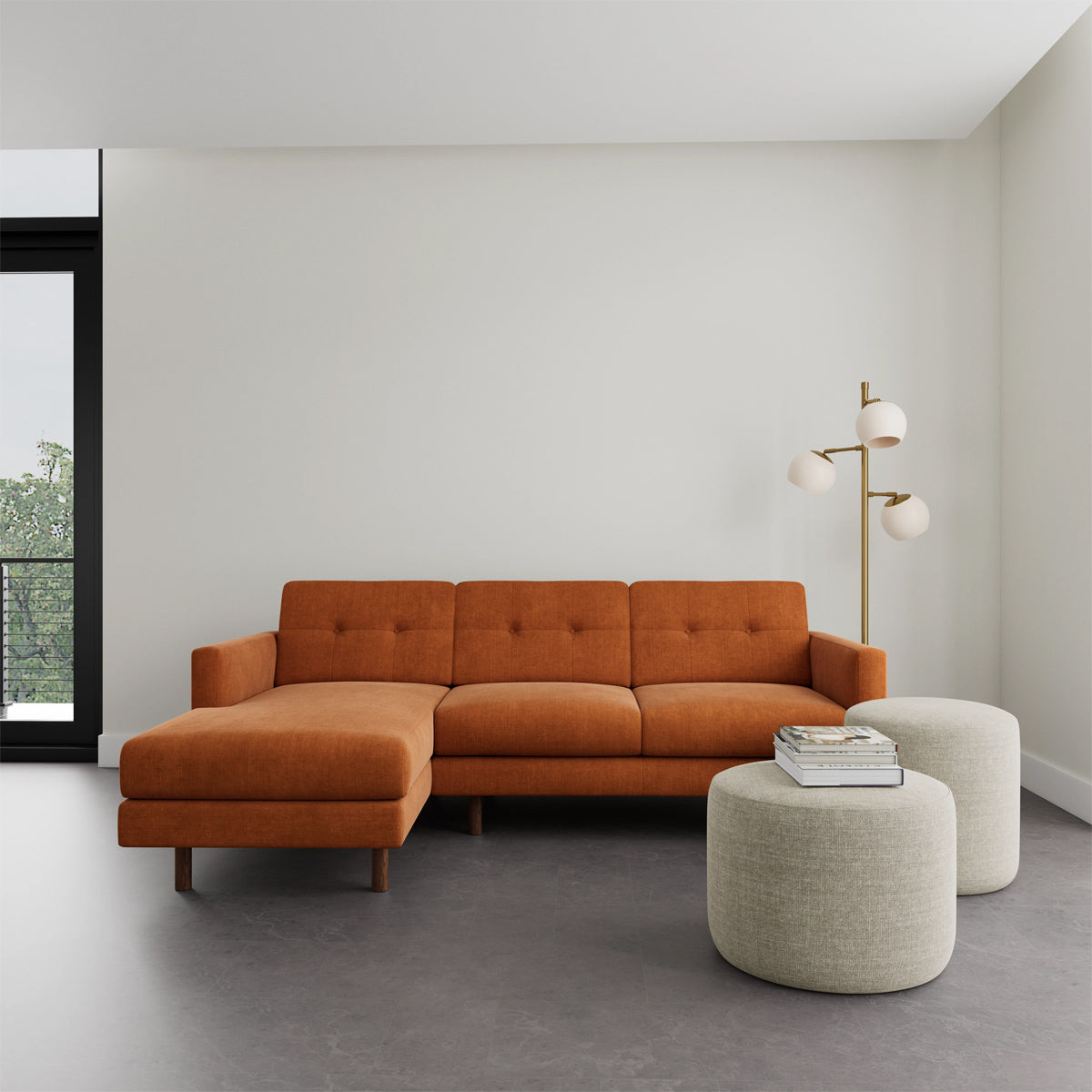 Conrad Fabric Left Chaise Sofa - Modern L-Shaped Sectional Couch with Reversible Chaise Lounge for Living Room, Apartment & Home Theater Comfortable Seating