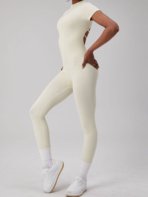 ZASUWA Women's Sexy Ribbed Cutout Jumpsuit with Zipper - Perfect for Night Out, Party & Date Night