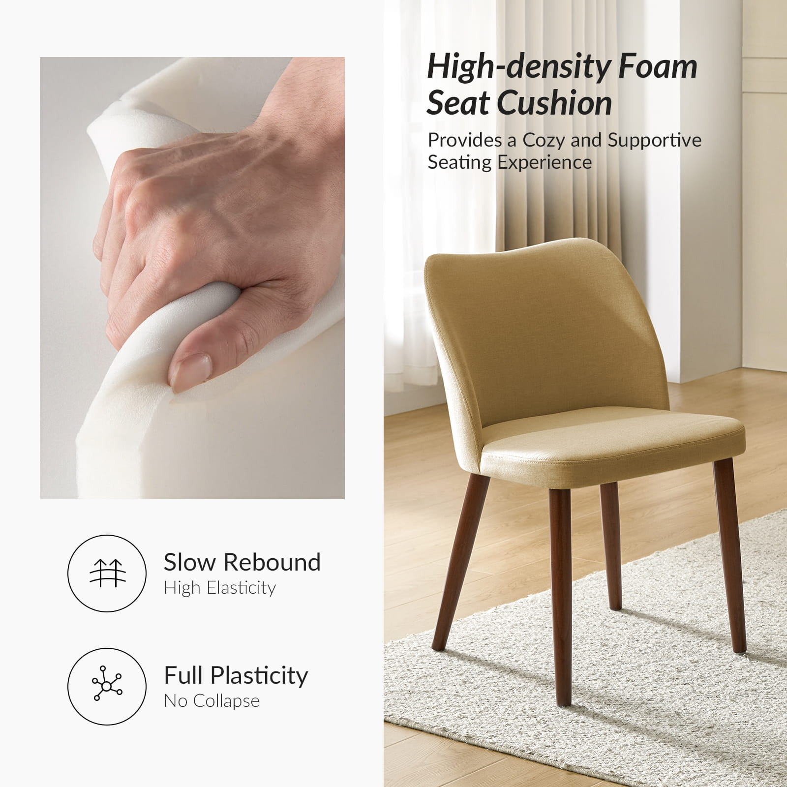 Mid Century Modern Upholstered Dining Chairs - Diana Collection | Stylish Upholstered Side Chairs for Kitchen, Dining Room & Office | Comfortable & Elegant Seating Solution
