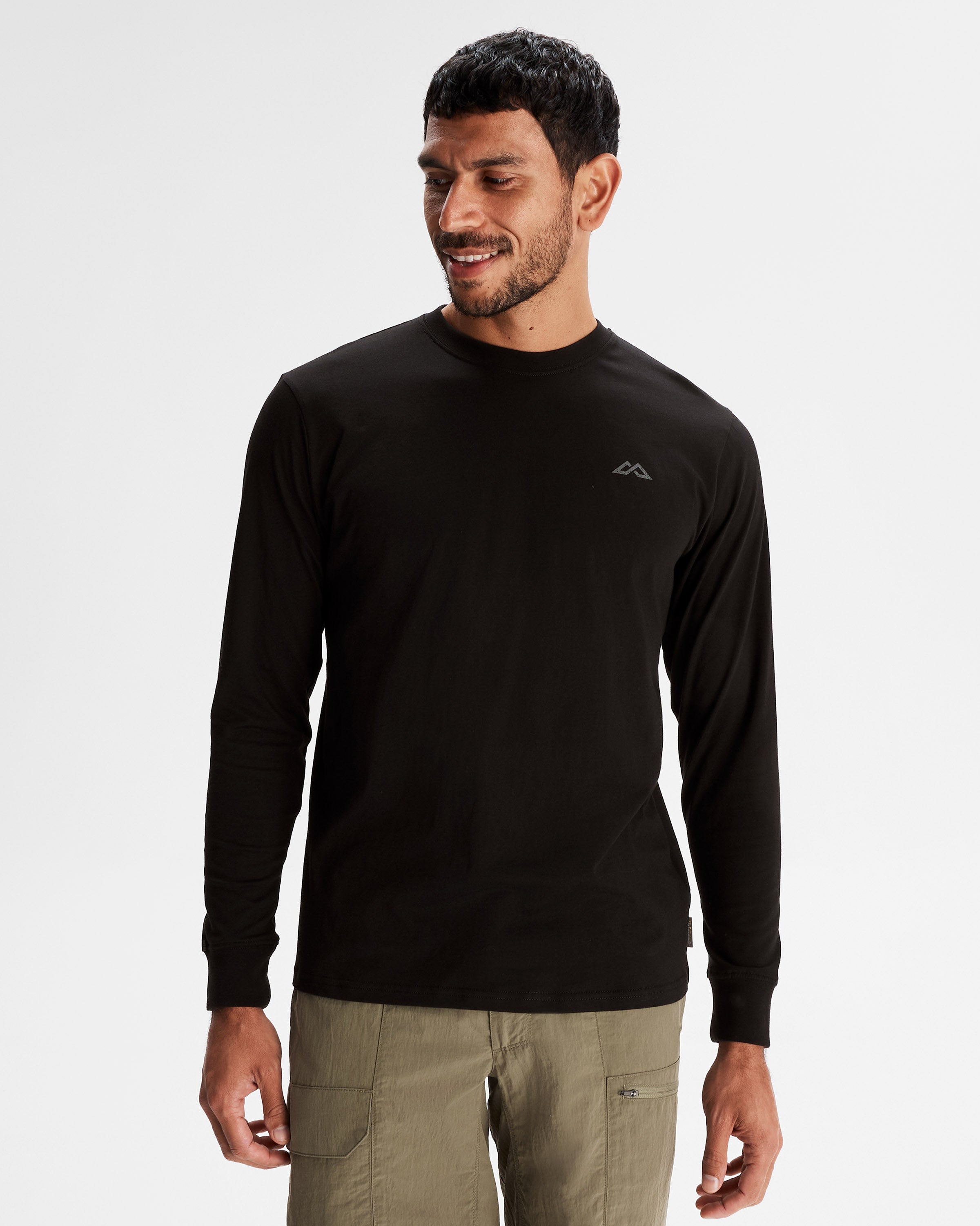 Organic Cotton Men's Long Sleeve T-Shirt - Black | Eco-Friendly Casual Wear for Everyday & Outdoor Activities