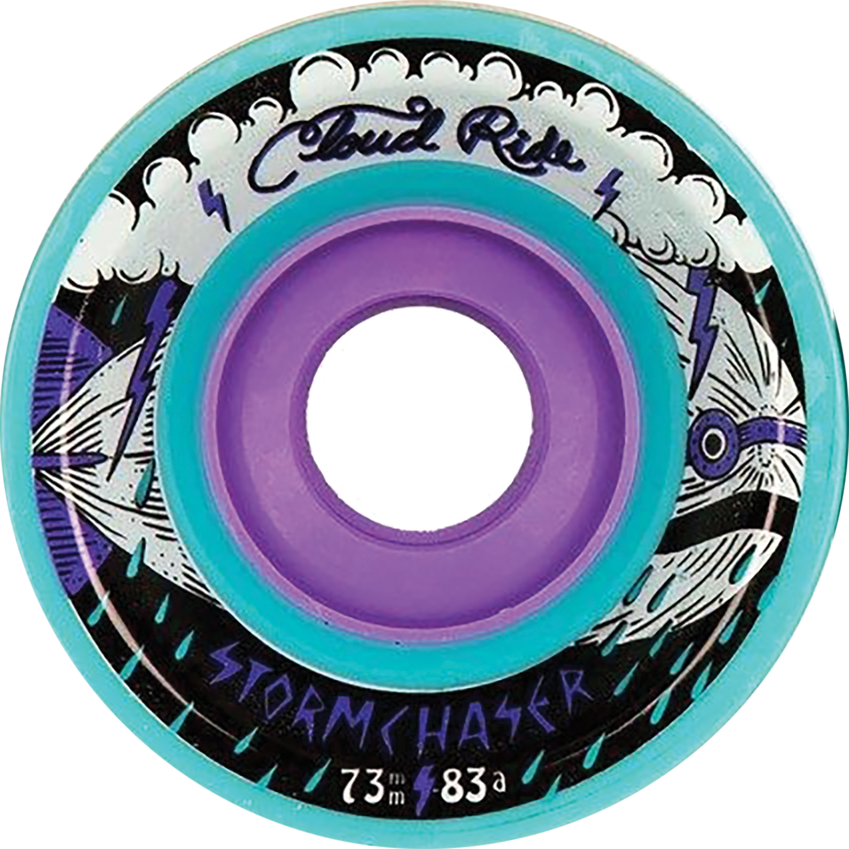 **Cloud Ride! Storm Chaser 73mm 83a Turquoise Longboard Wheels (Set of 4) – High-Performance Wheels for Downhill, Freeride & Cruising – Durable & Smooth Ride**