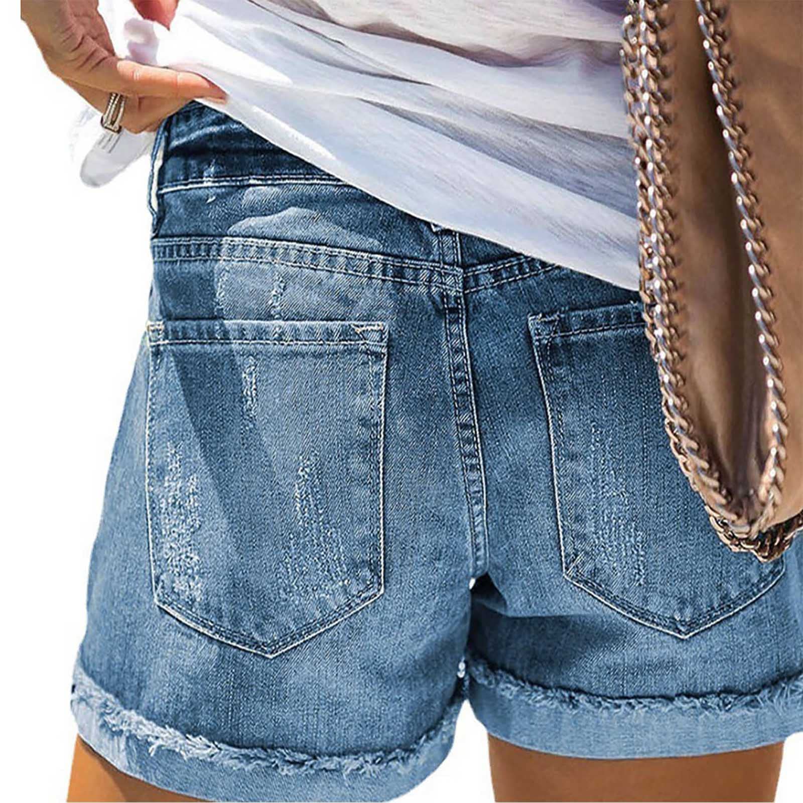 4th of July Patriotic Denim Shorts for Women - Summer Stretch Jeans for BBQ & Parties