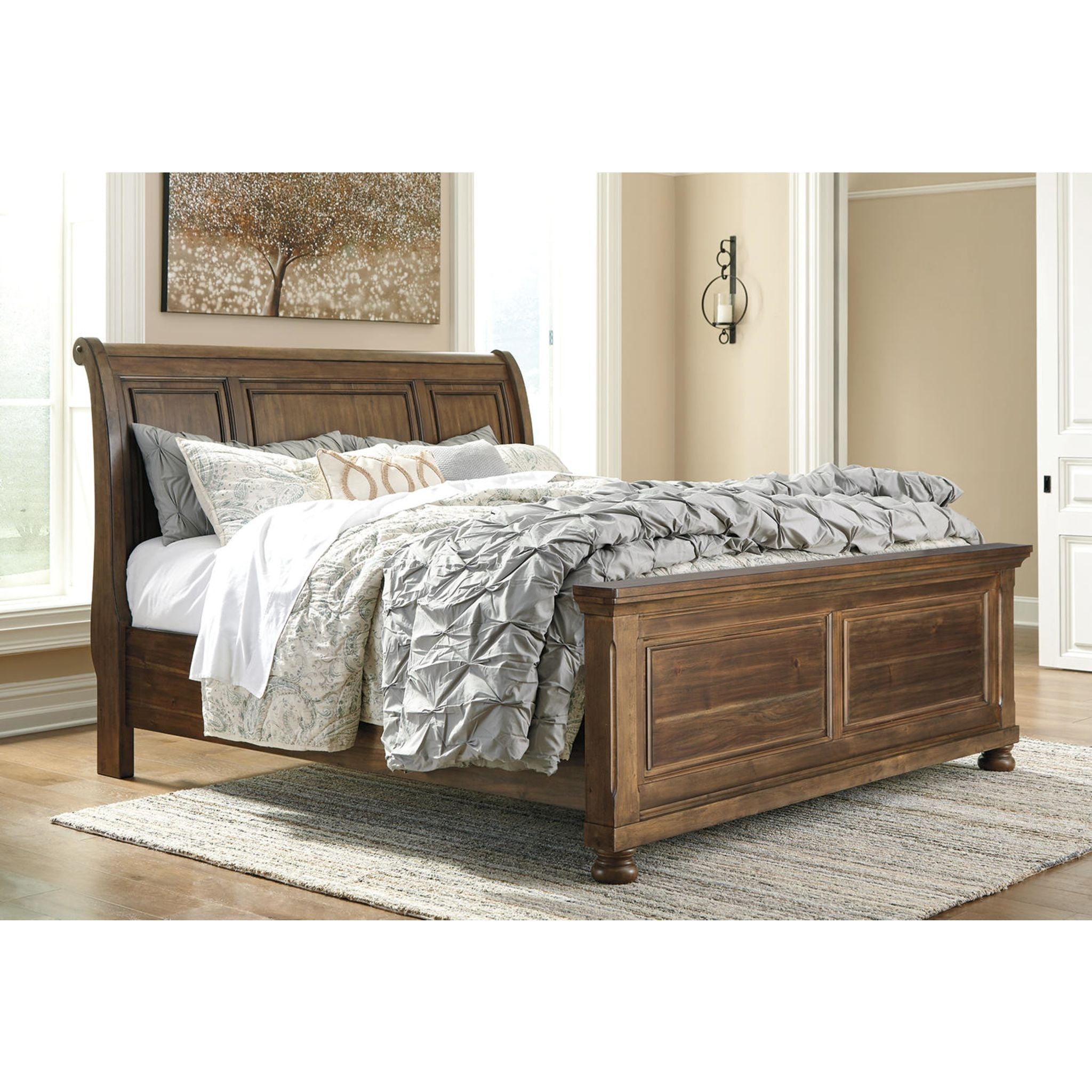 Baymore Queen Size Panel Bed with Storage Drawers - Modern Wooden Bed Frame with Underbed Storage for Small Spaces - Perfect for Bedrooms, Apartments & Guest Rooms