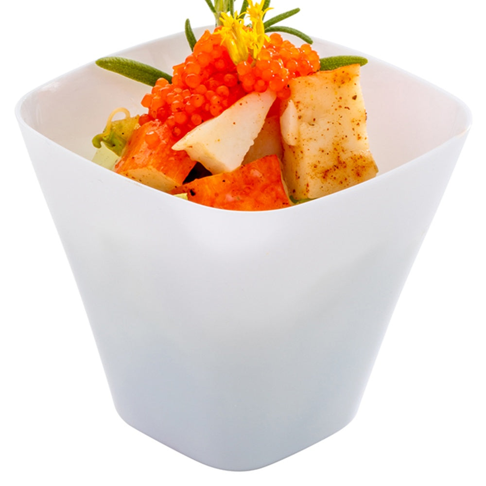 4 oz Square White Plastic Bellissima Tasting Cups - 2.5
