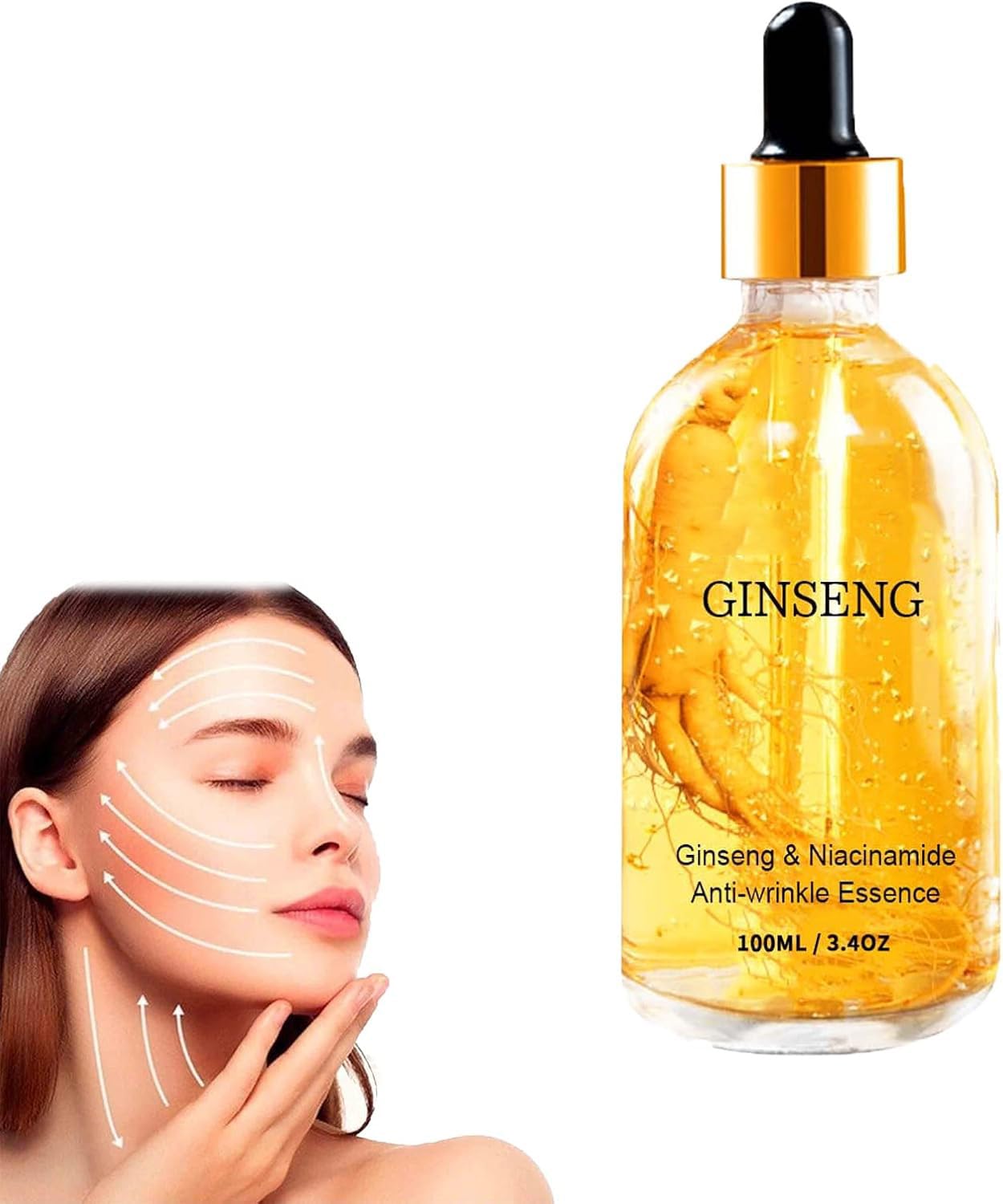 Premium Korean Ginseng Polypeptide Anti-Aging Face Serum - Gold Essence for Wrinkle Reduction, Skin Tightening & Fine Line Treatment | Rejuvenating Facial Care for Sagging Skin | Day & Night Moisturizing Skincare Routine