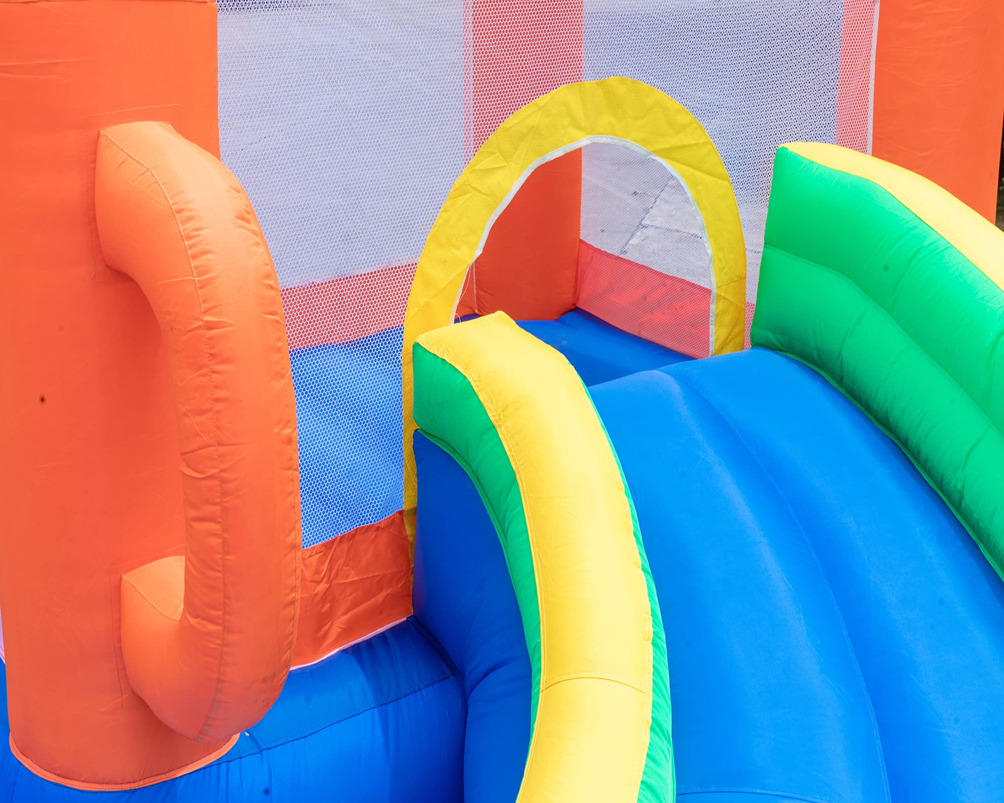 11.2x7.8x5.9ft Inflatable Bounce House with Air Blower & Curved Slide - Kids Jumping Castle with Water Pool for Outdoor Birthday Parties, Backyard Play & Summer Water Fun