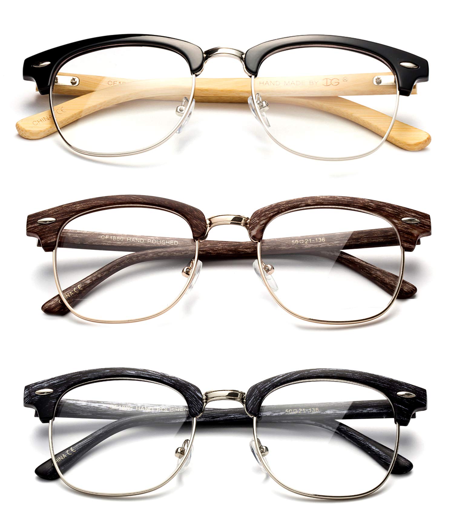 Vintage Reading Glasses for Men - Horn Rimmed Half Frame with Case | Perfect for Reading & Style