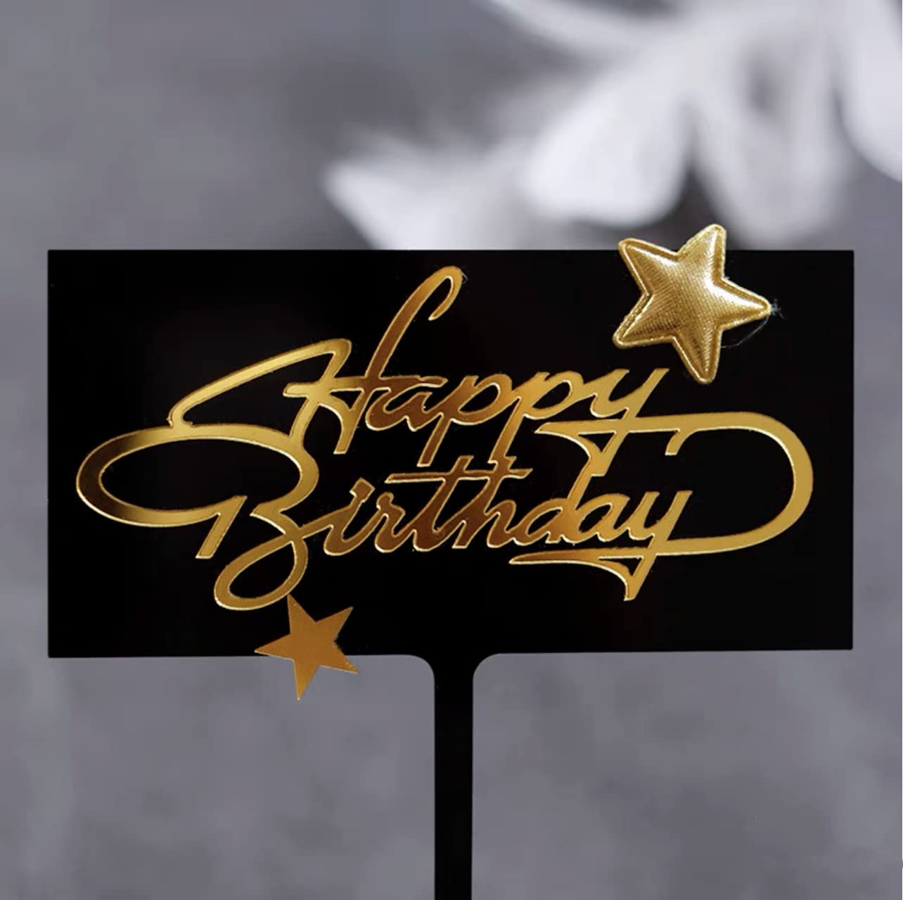 5 Pcs Black Acrylic Happy Birthday Star Cake Toppers - Cupcake & Dessert Decorations for Birthday Parties, Weddings, Baby Showers & Special Events
